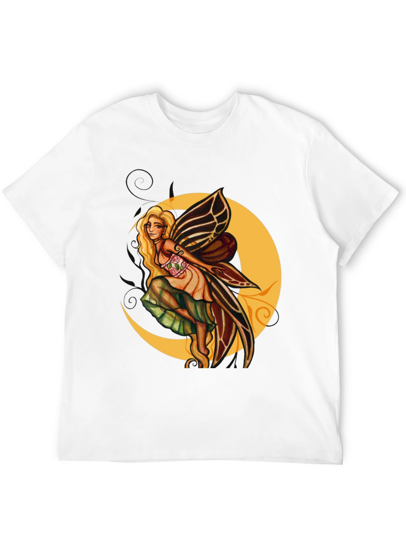 Fairy Moon Graphic Tee - Black Cotton Blend