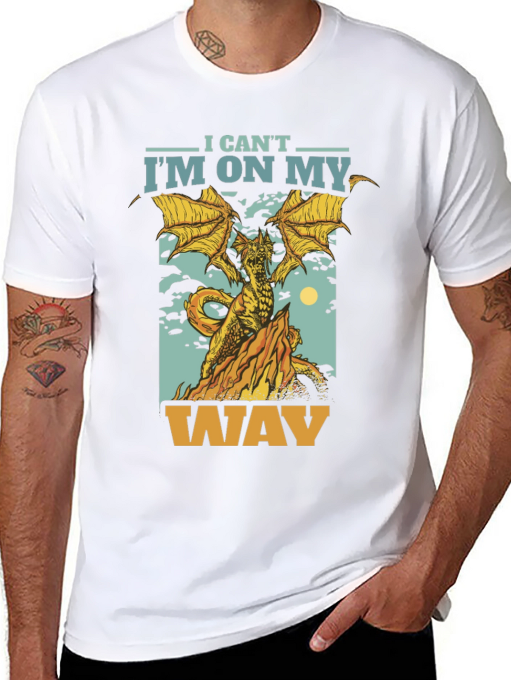 I Cant Im On My Way Dragon Graphic T-Shirt