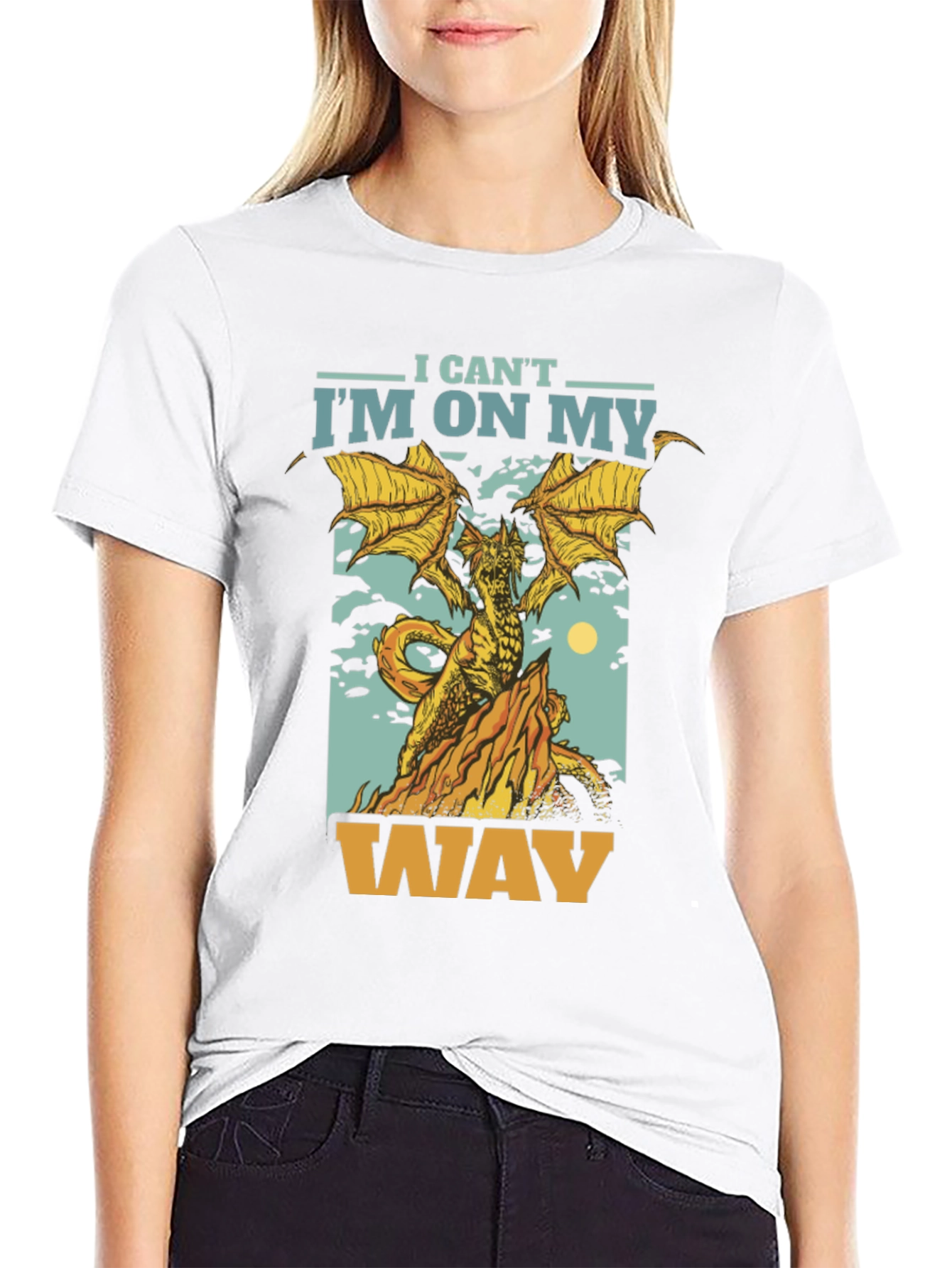 I Cant Im On My Way Dragon Graphic T-Shirt