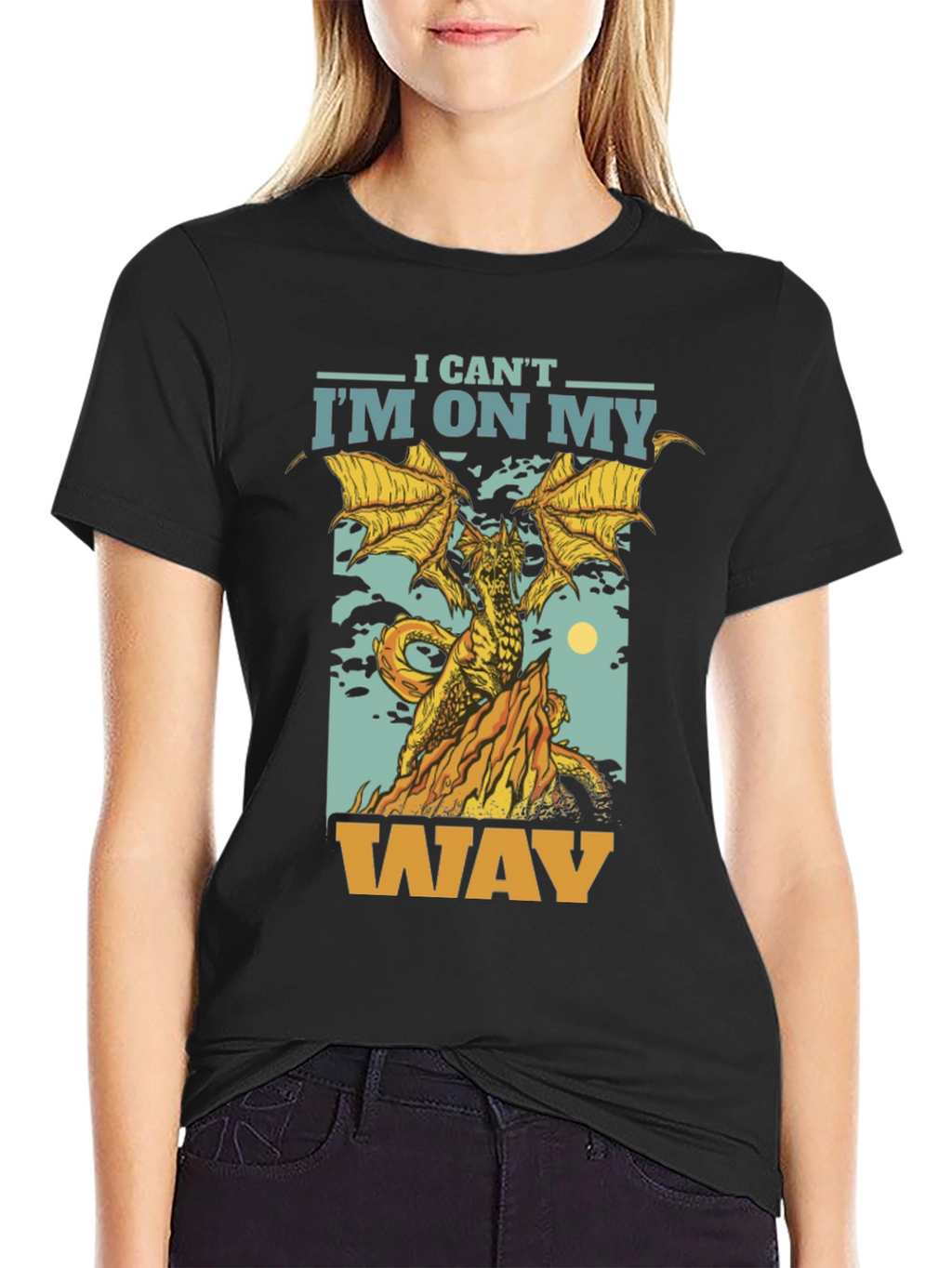 I Cant Im On My Way Dragon Graphic T-Shirt