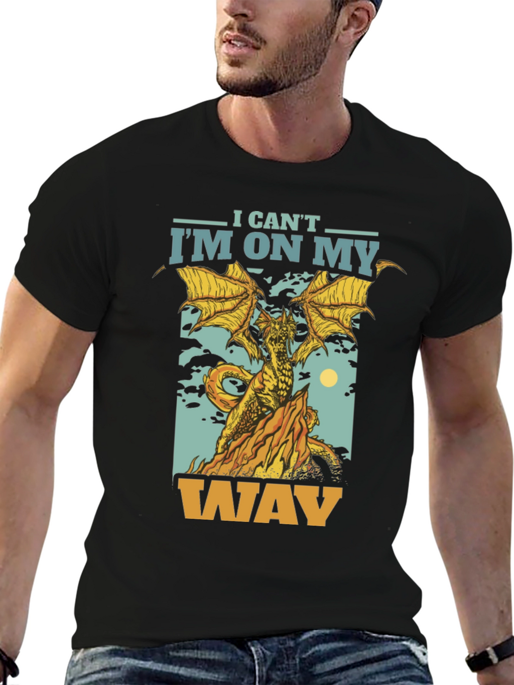 I Cant Im On My Way Dragon Graphic T-Shirt