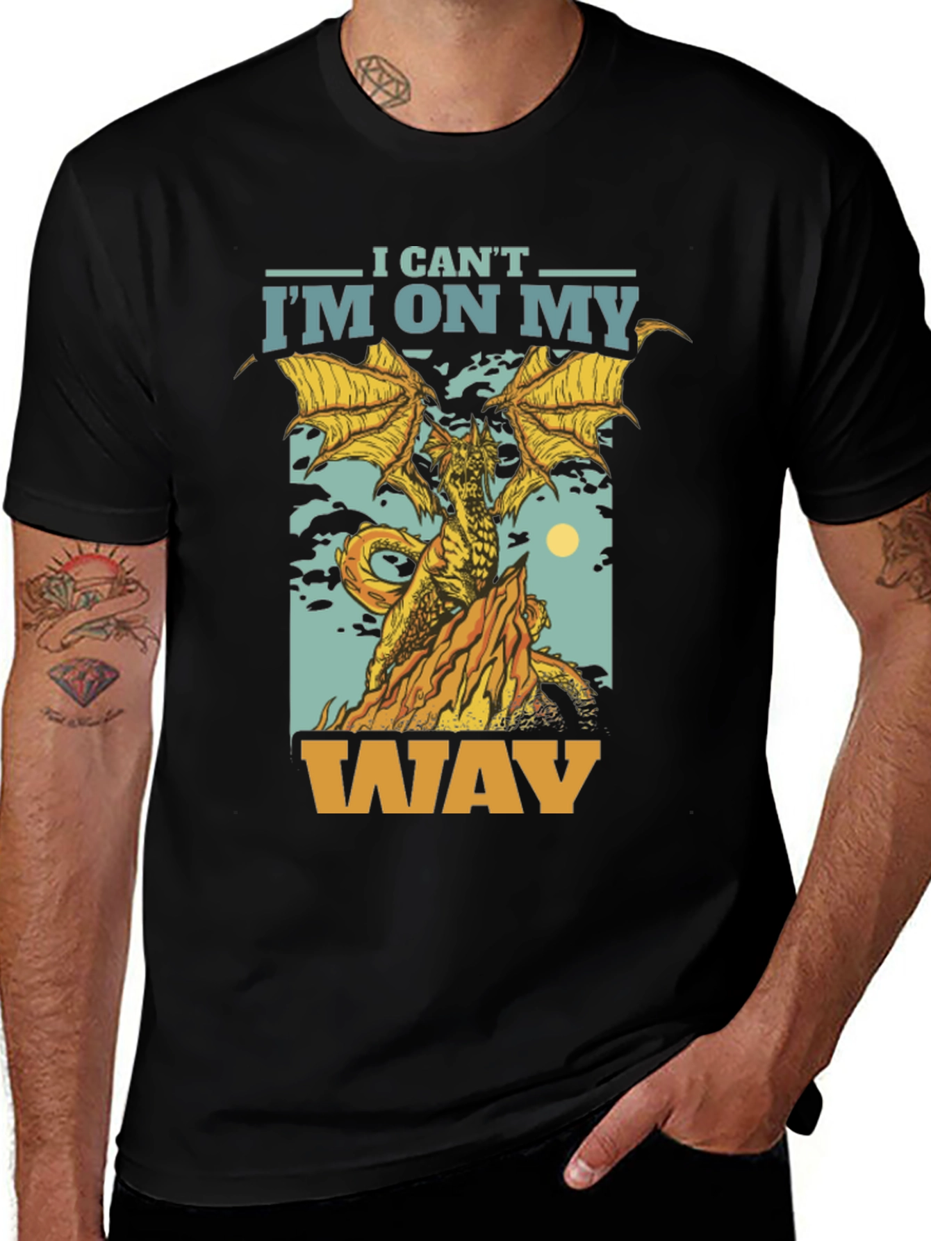 I Cant Im On My Way Dragon Graphic T-Shirt