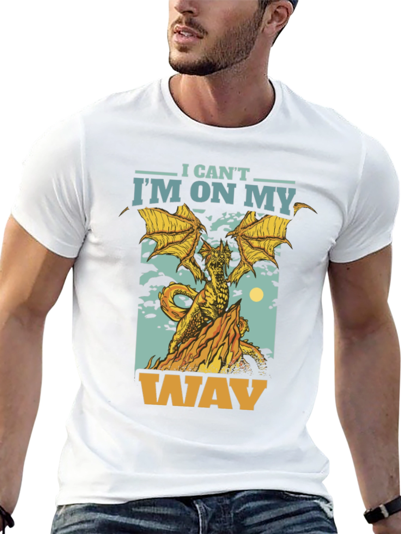 I Cant Im On My Way Dragon Graphic T-Shirt