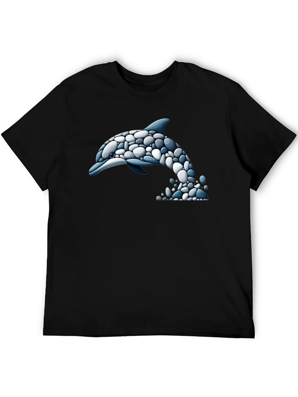 Dolphin Stone Art T-Shirt - Black Graphic Tee