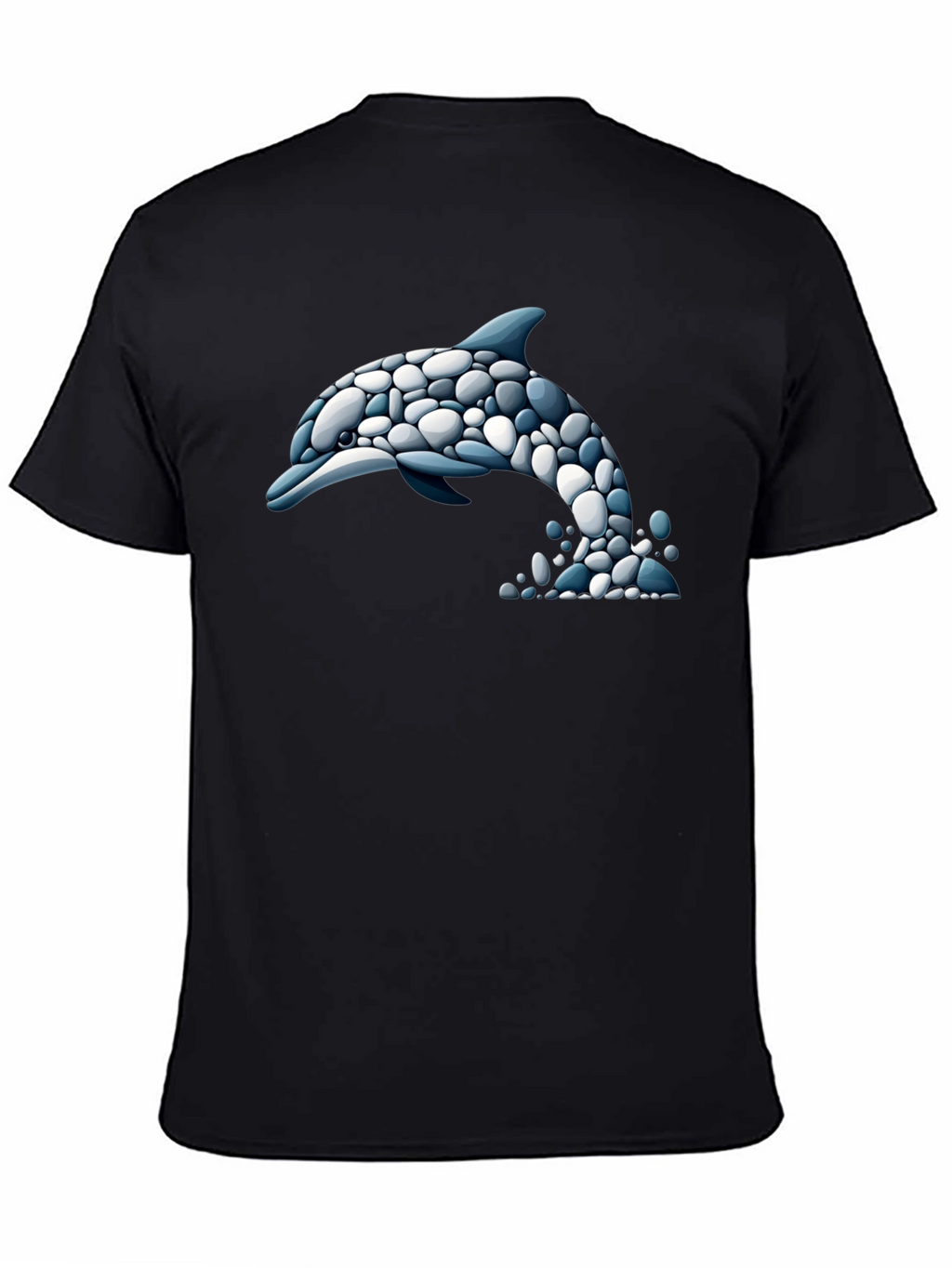 Dolphin Stone Art T-Shirt - Black Graphic Tee
