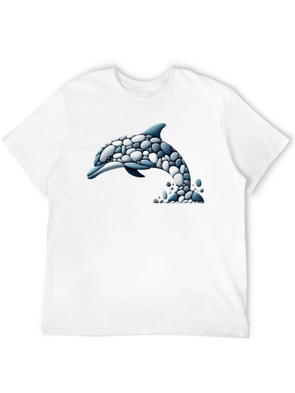 Dolphin Stone Art T-Shirt - Black Graphic Tee