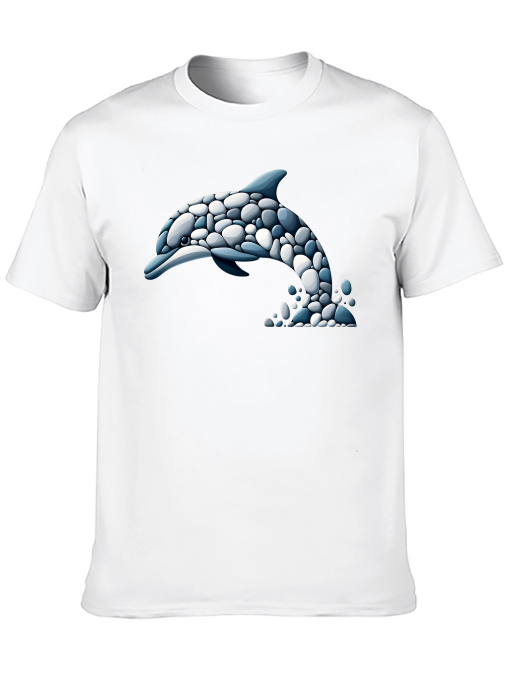 Dolphin Stone Art T-Shirt - Black Graphic Tee