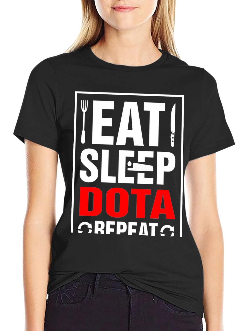Eat Sleep Dota Repeat Black T-Shirt