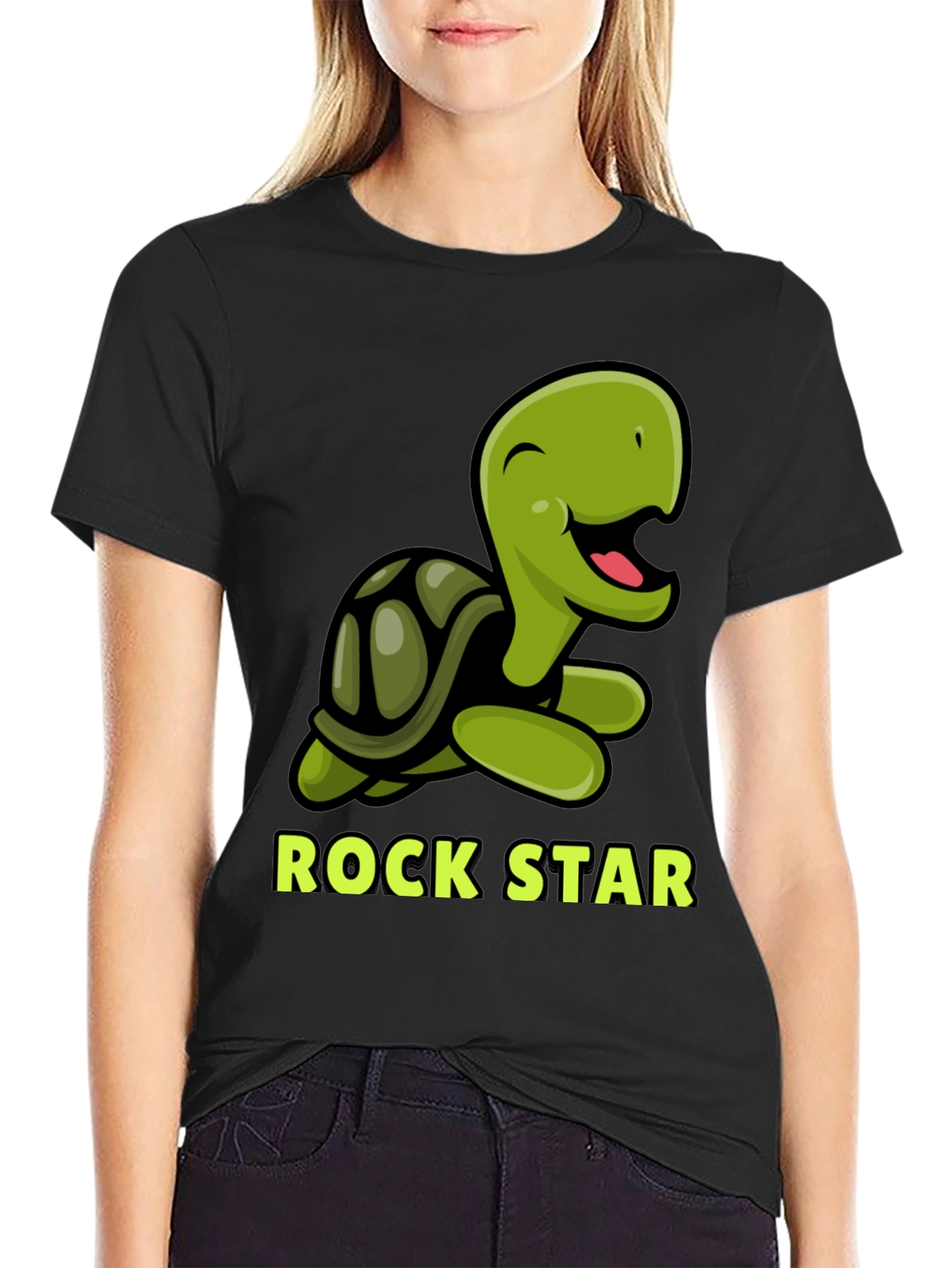 Rock Star Turtle Graphic T-Shirt