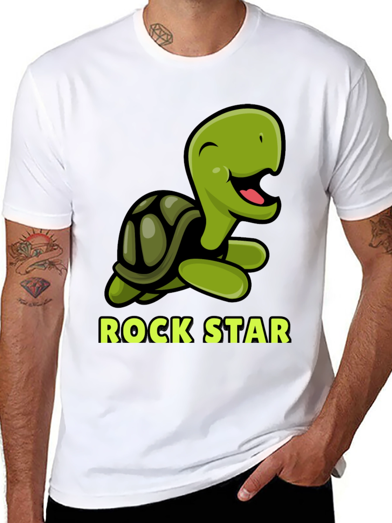 Rock Star Turtle Graphic T-Shirt