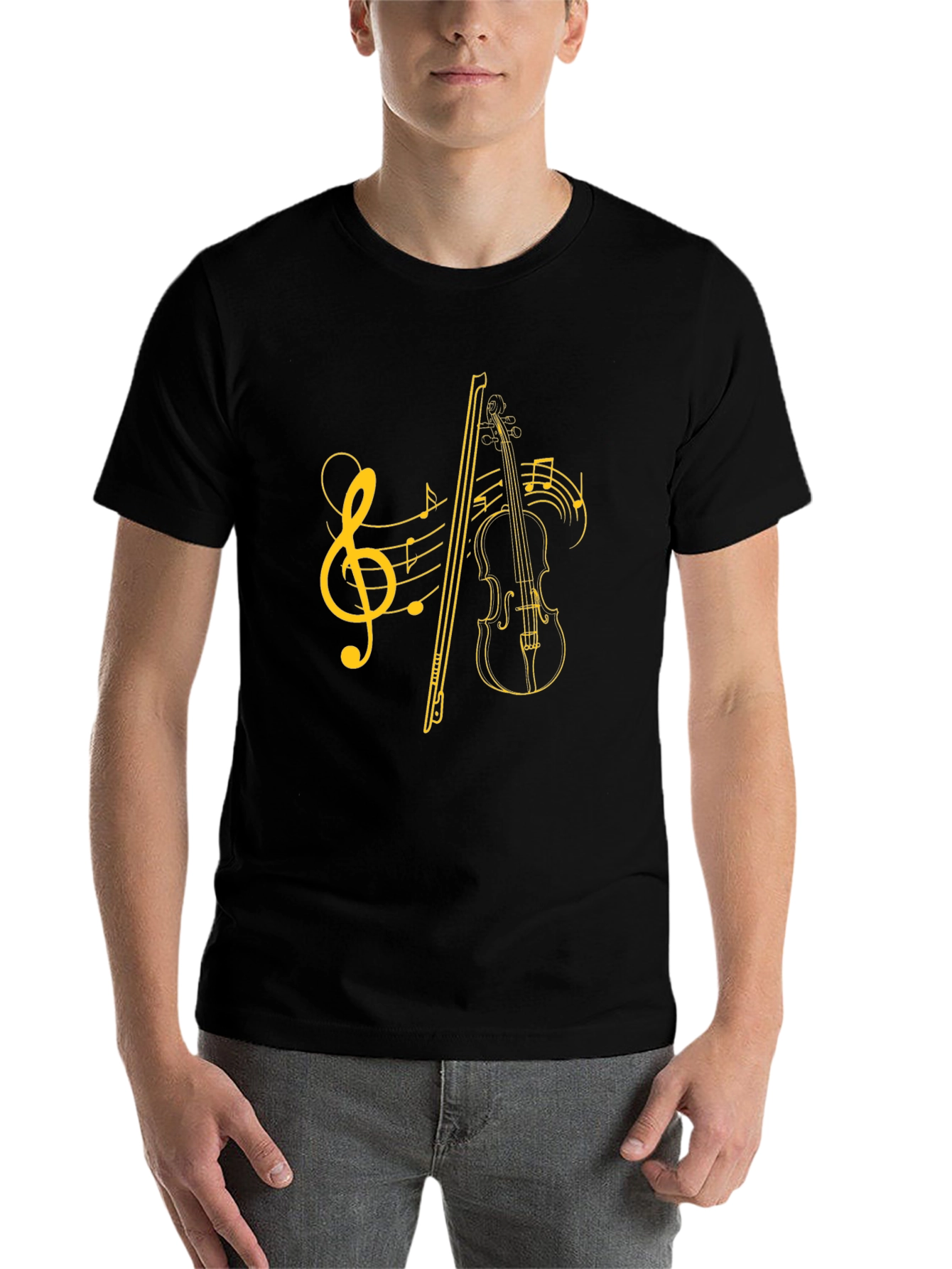 Musical Violin Graphic Black T-Shirt