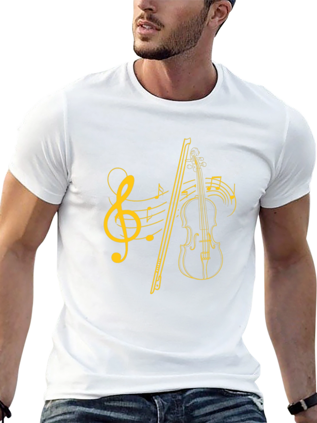 Musical Violin Graphic Black T-Shirt