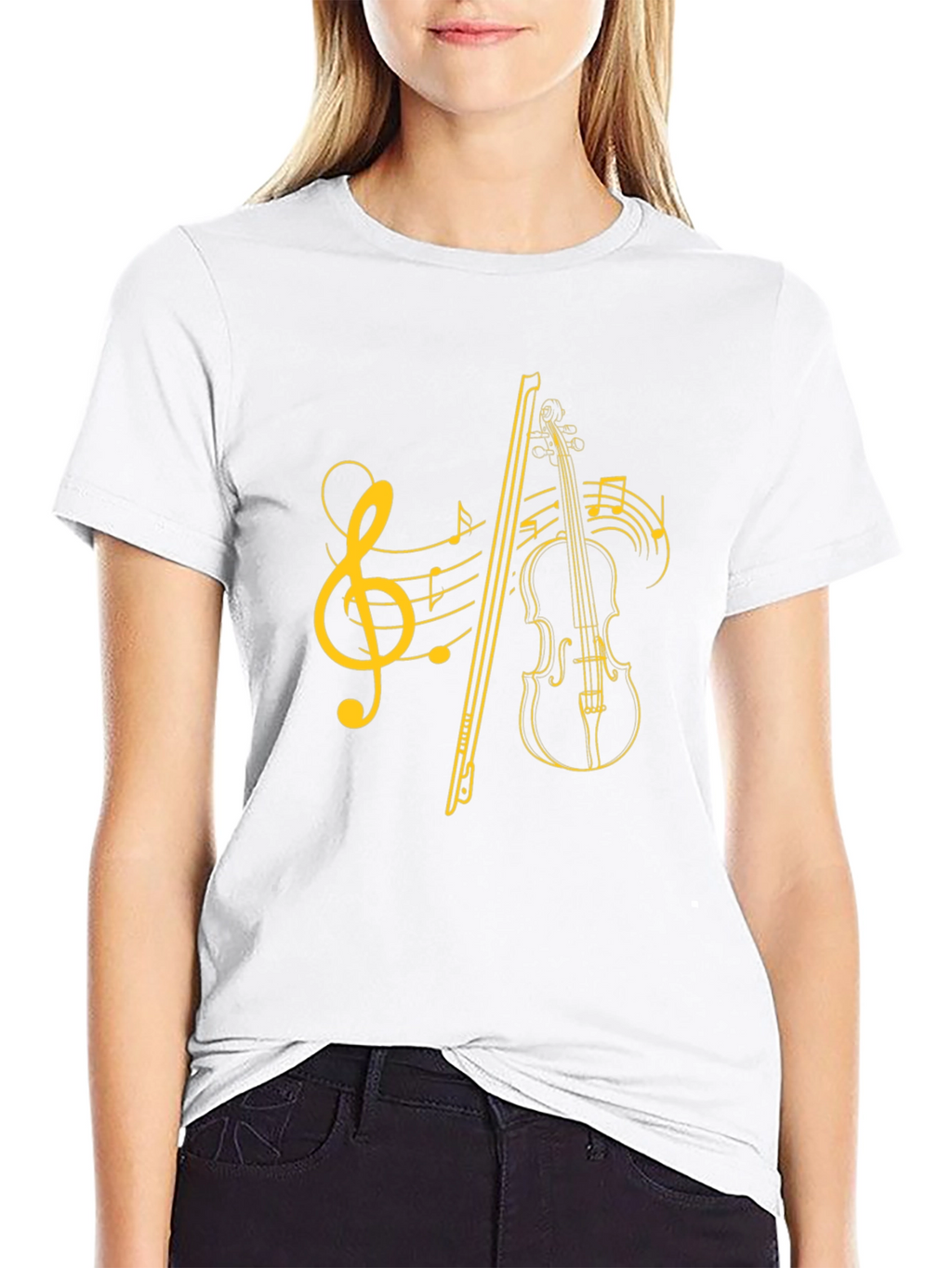 Musical Violin Graphic Black T-Shirt