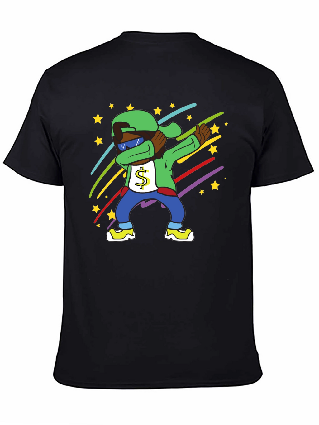 Dabbing Cartoon Character Tee - Mens Black T-Shirt