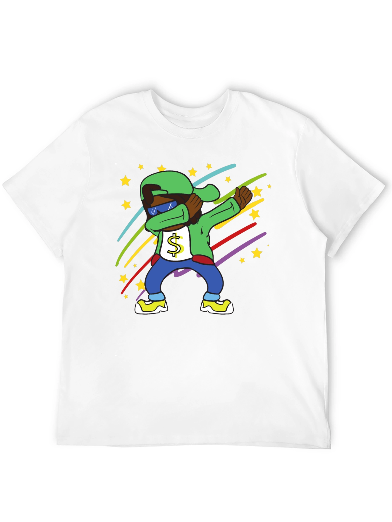 Dabbing Cartoon Character Tee - Mens Black T-Shirt