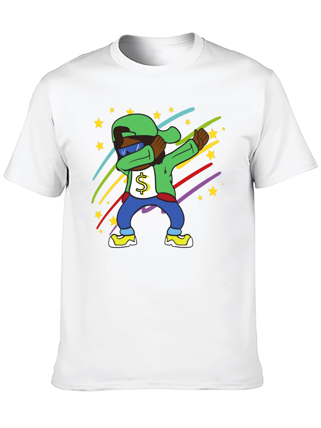 Dabbing Cartoon Character Tee - Mens Black T-Shirt