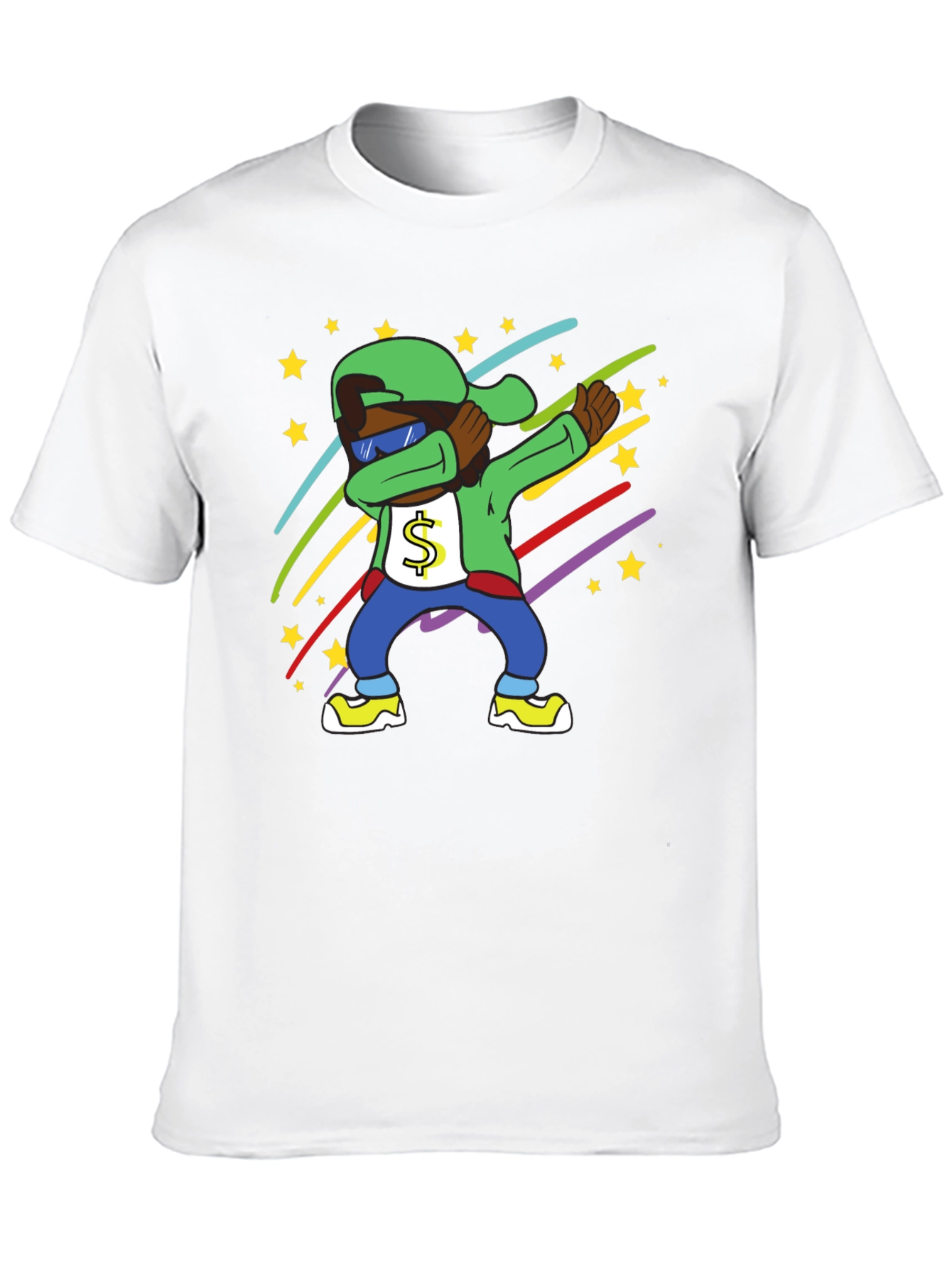 Dabbing Cartoon Character Tee - Mens Black T-Shirt
