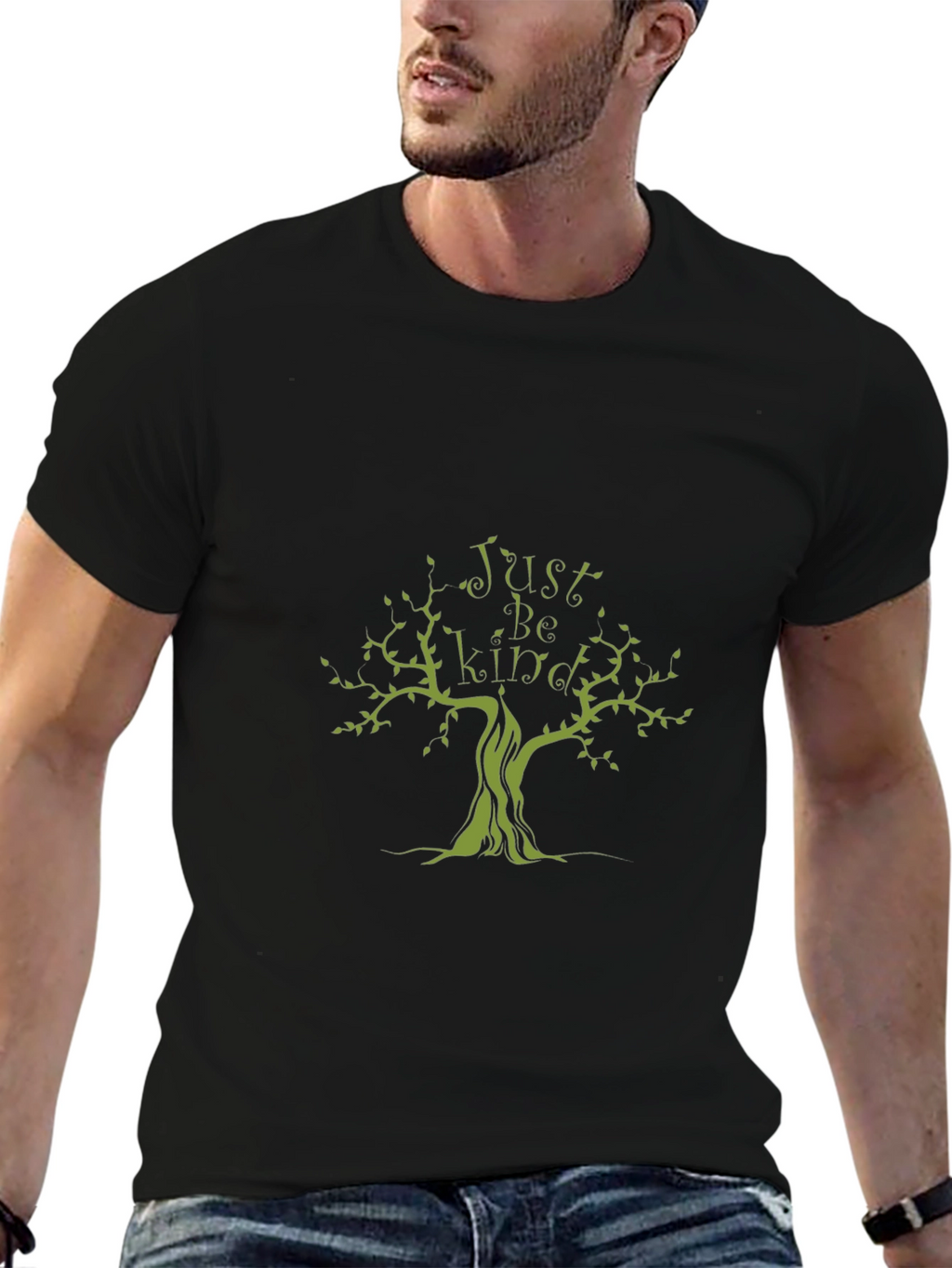 Just Be Kind Tree Graphic Black T-Shirt