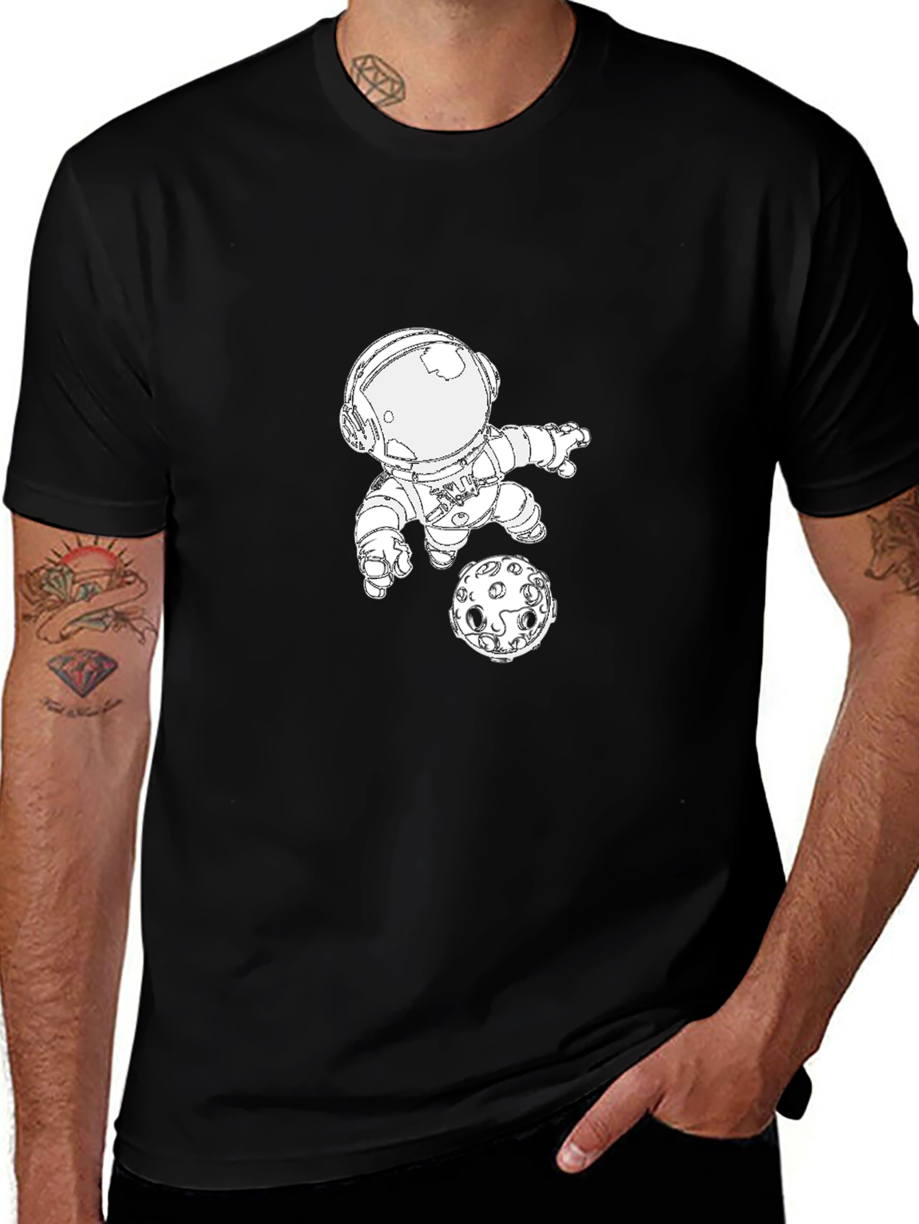 Astronaut & Moon Graphic T-Shirt - Space Adventure Tee