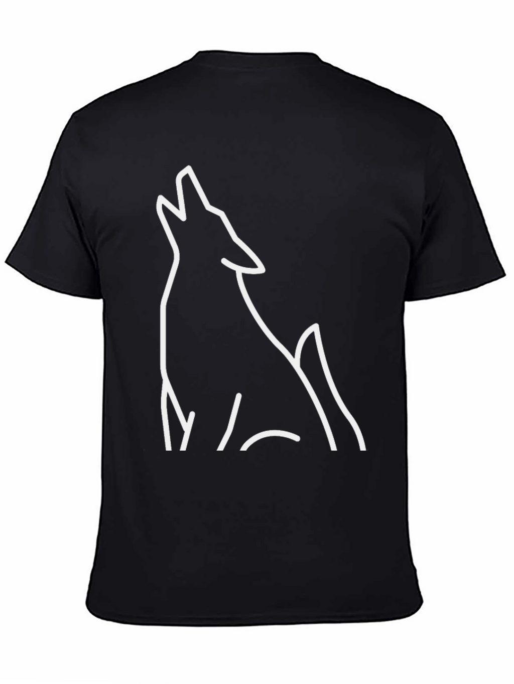 Black T-Shirt with Wolf Graphic
