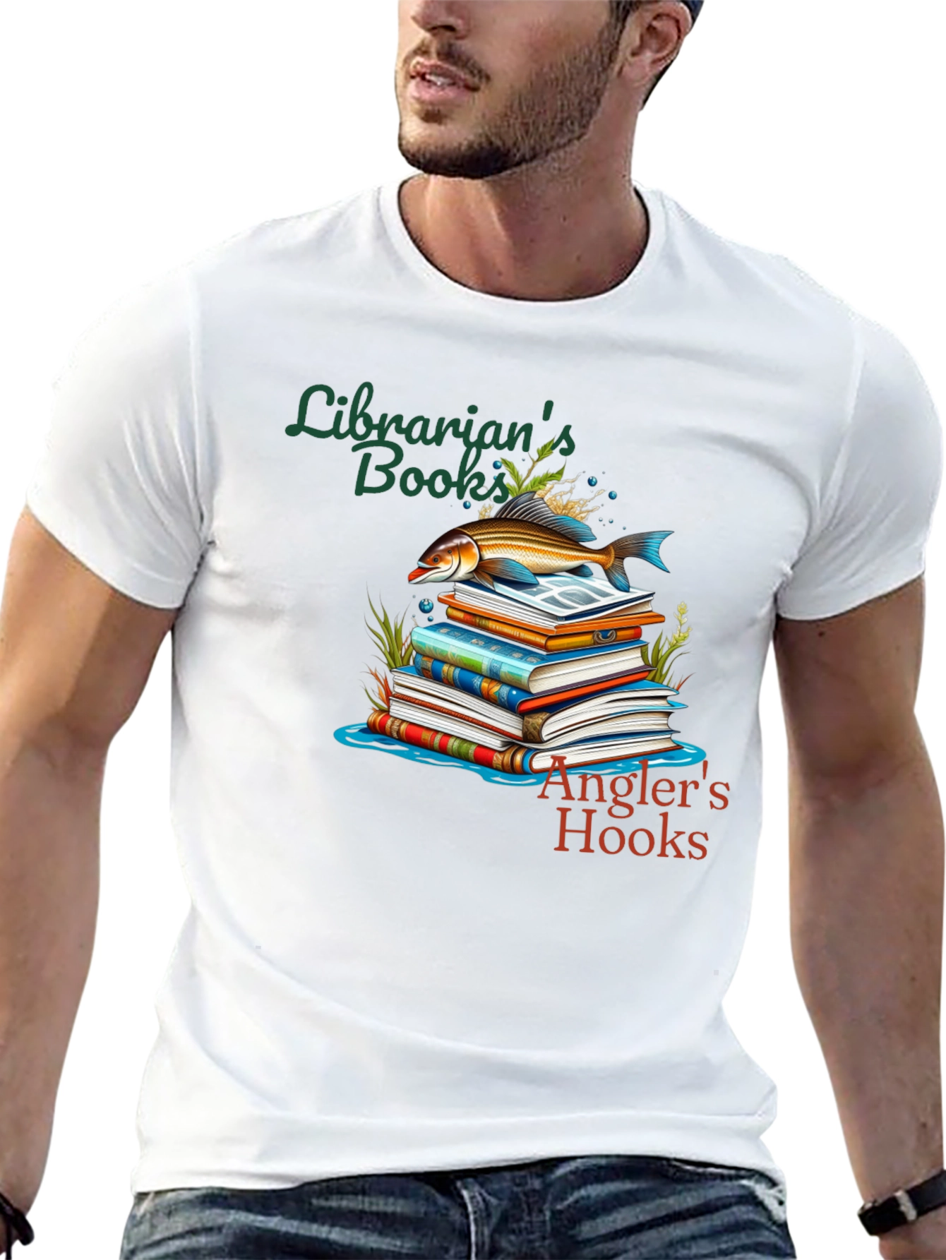 Librarians Books Anglers Hooks T-Shirt