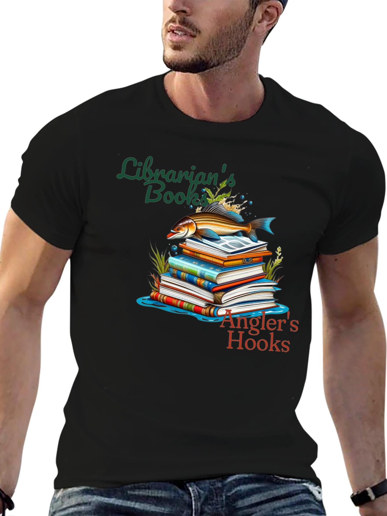 Librarians Books Anglers Hooks T-Shirt