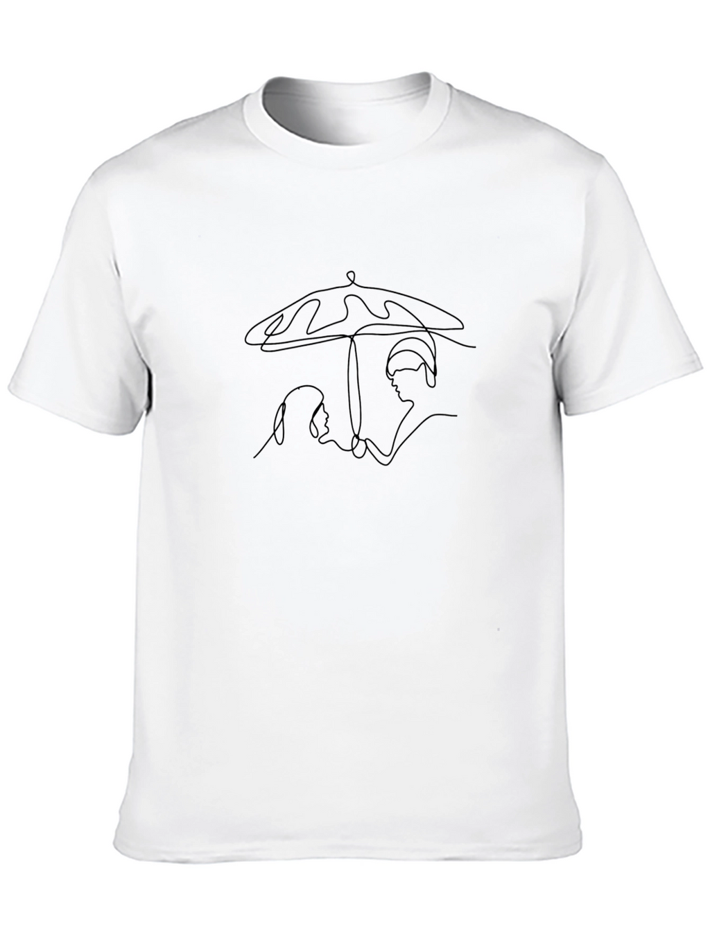 Minimalist Love Under Umbrella Black T-Shirt