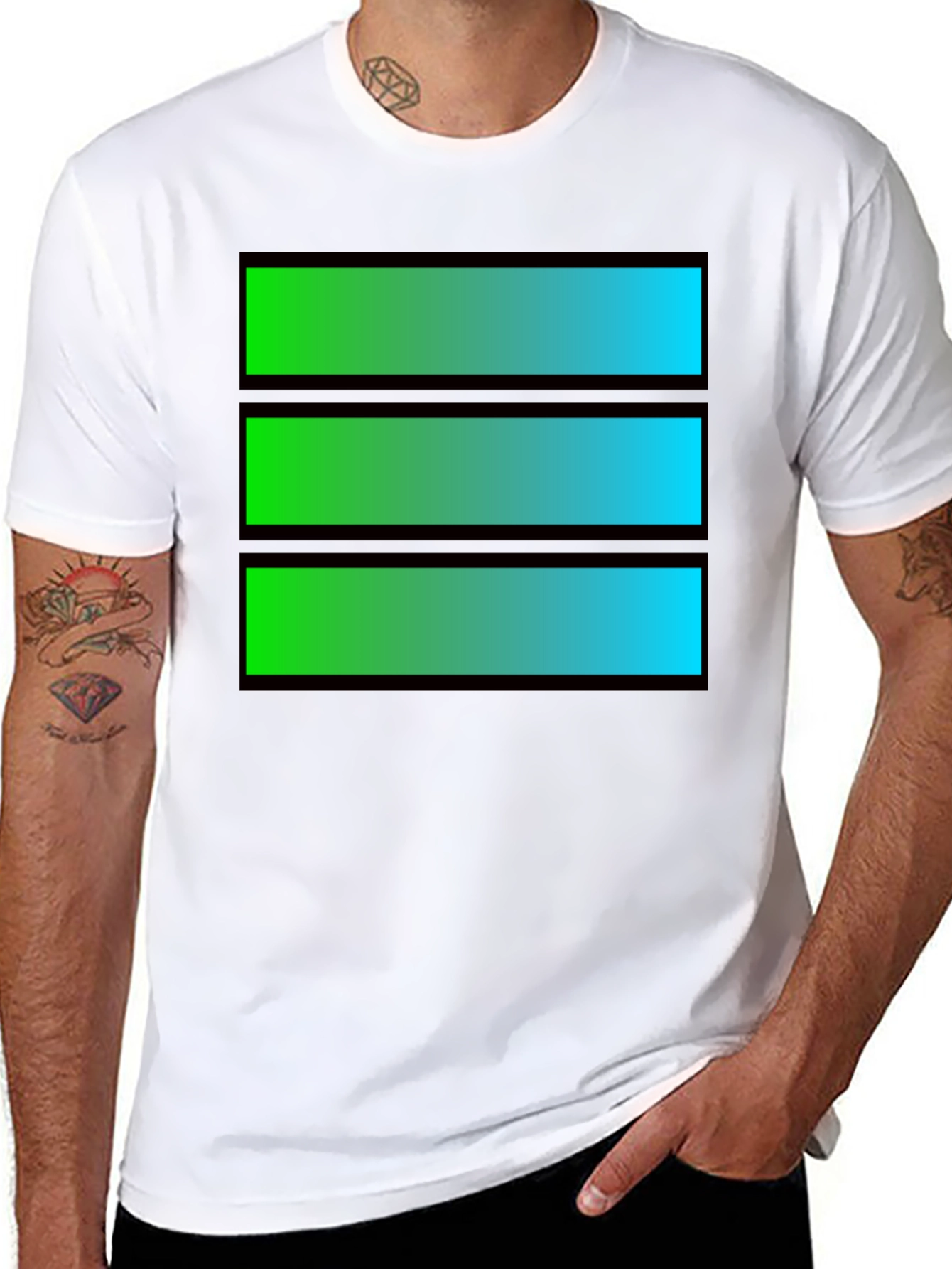 Gradient Bar Graphic Tee - Cool Casual Style
