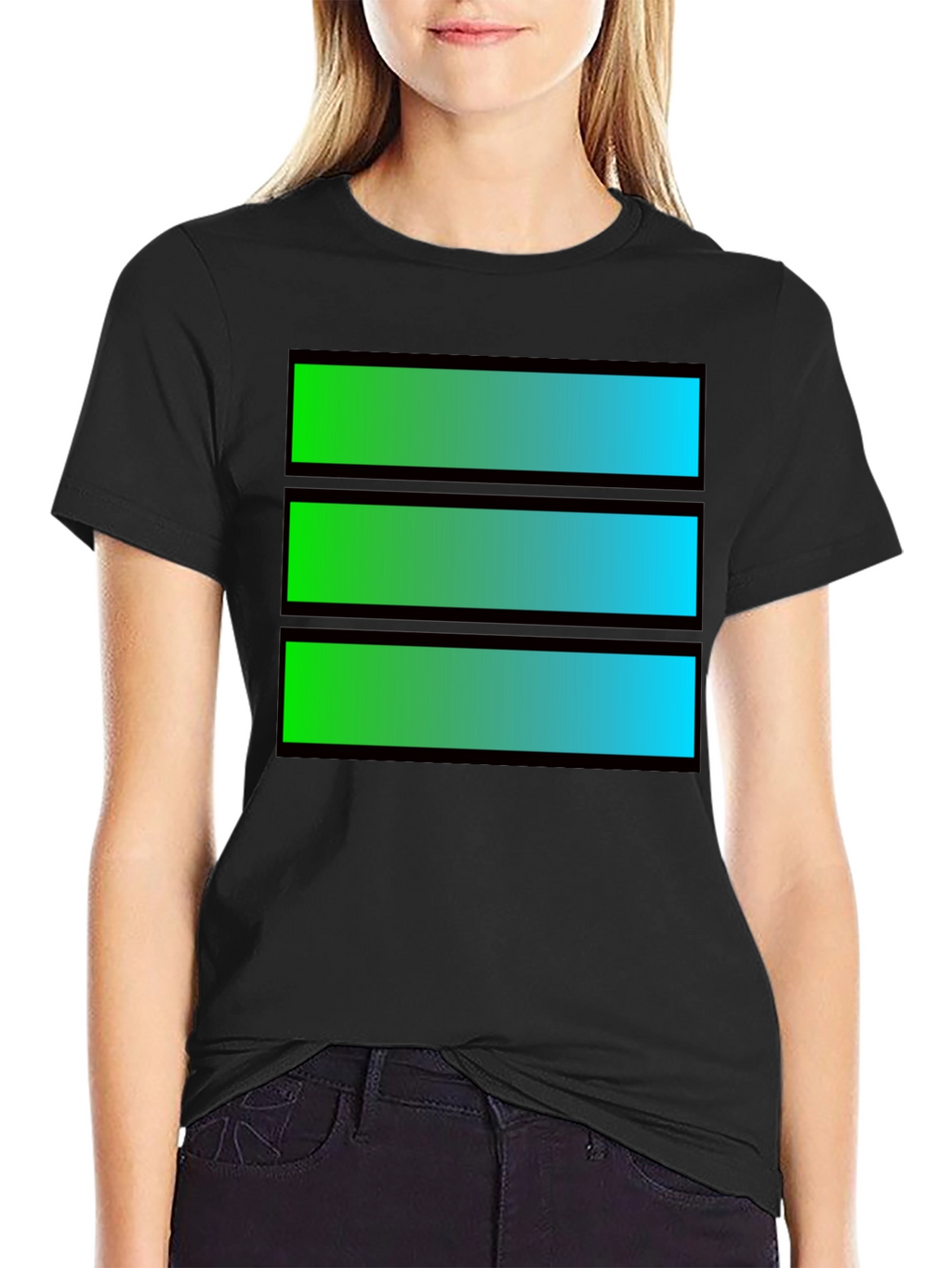 Gradient Bar Graphic Tee - Cool Casual Style