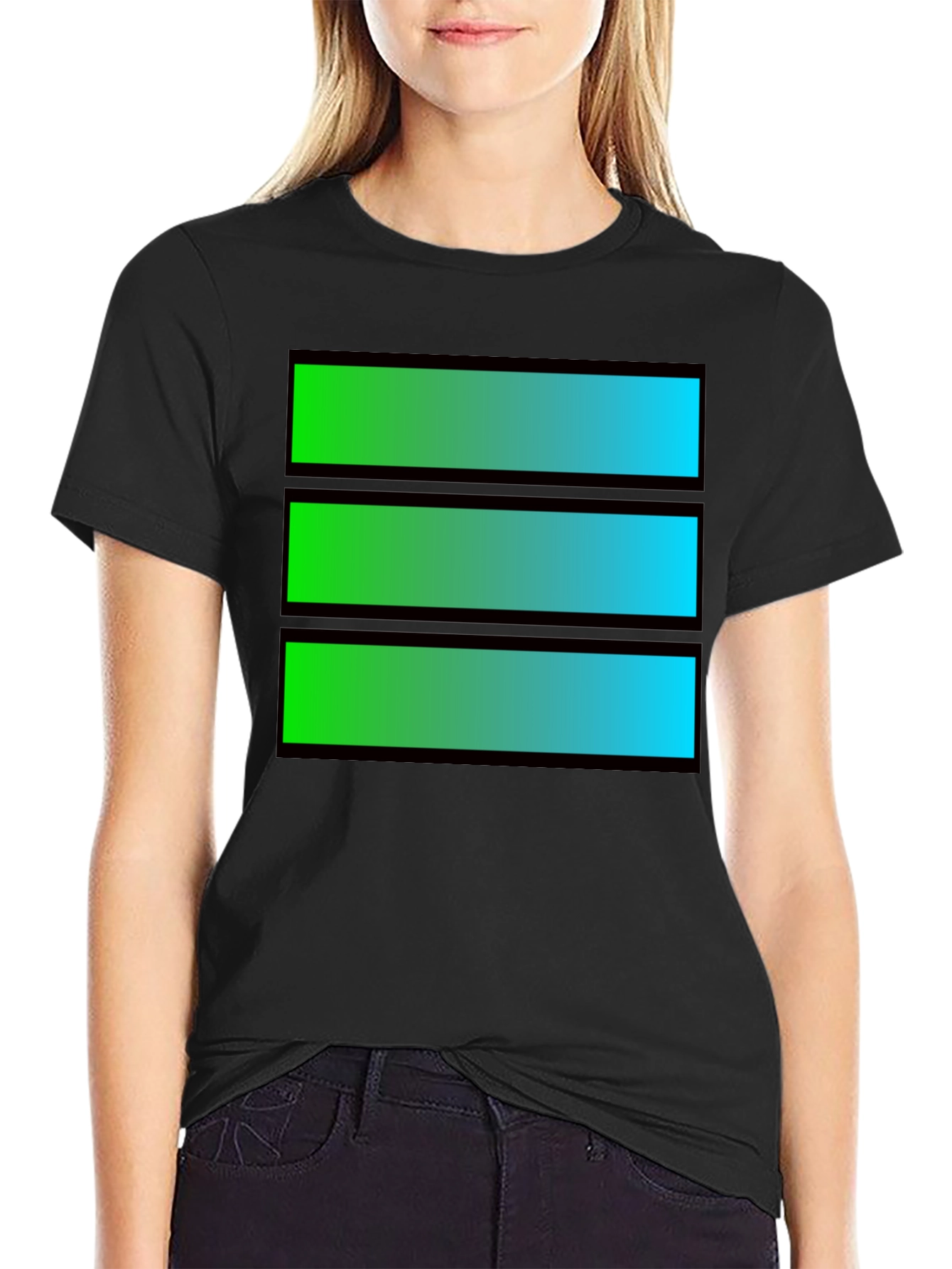 Gradient Bar Graphic Tee - Cool Casual Style