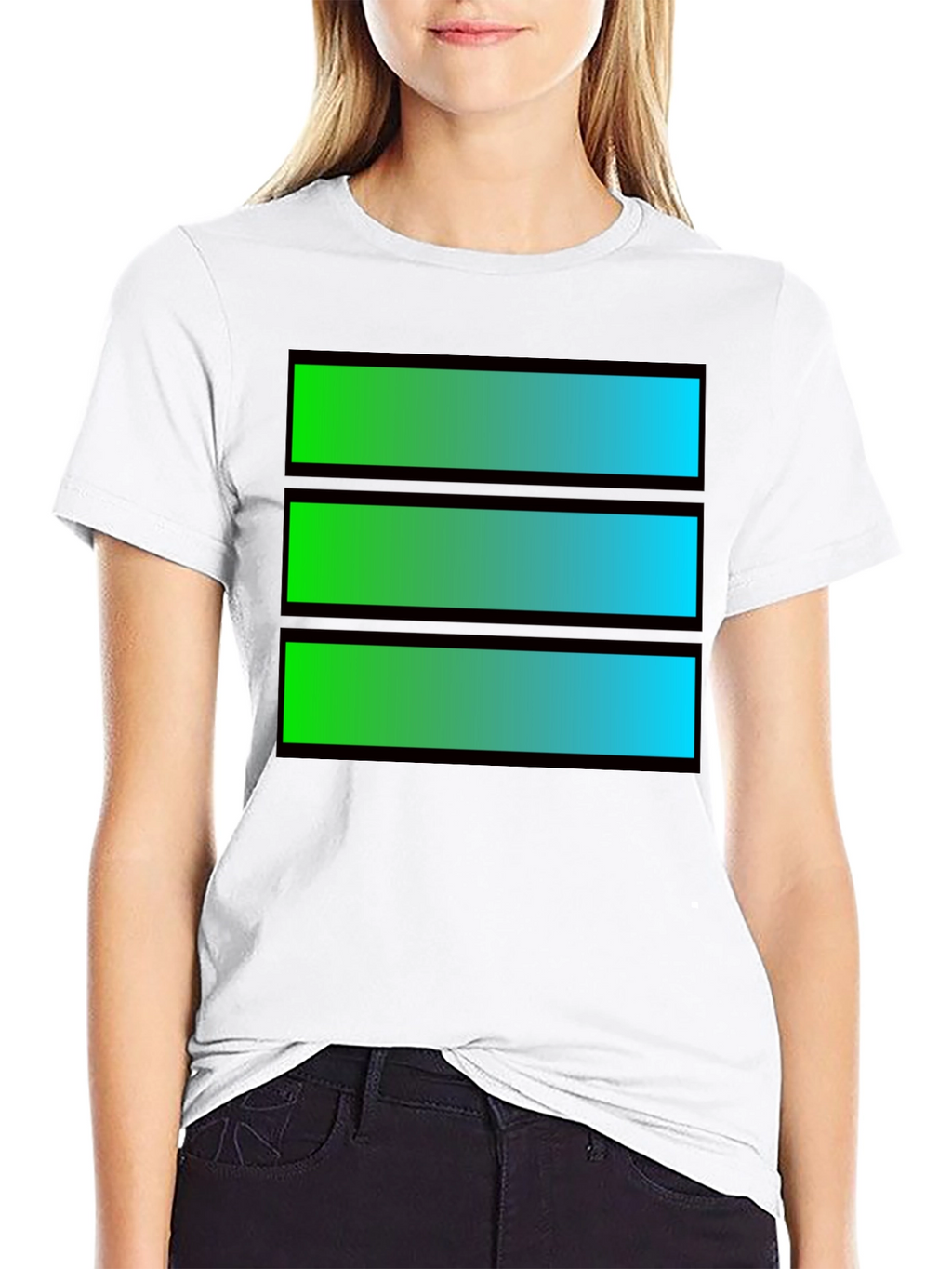 Gradient Bar Graphic Tee - Cool Casual Style