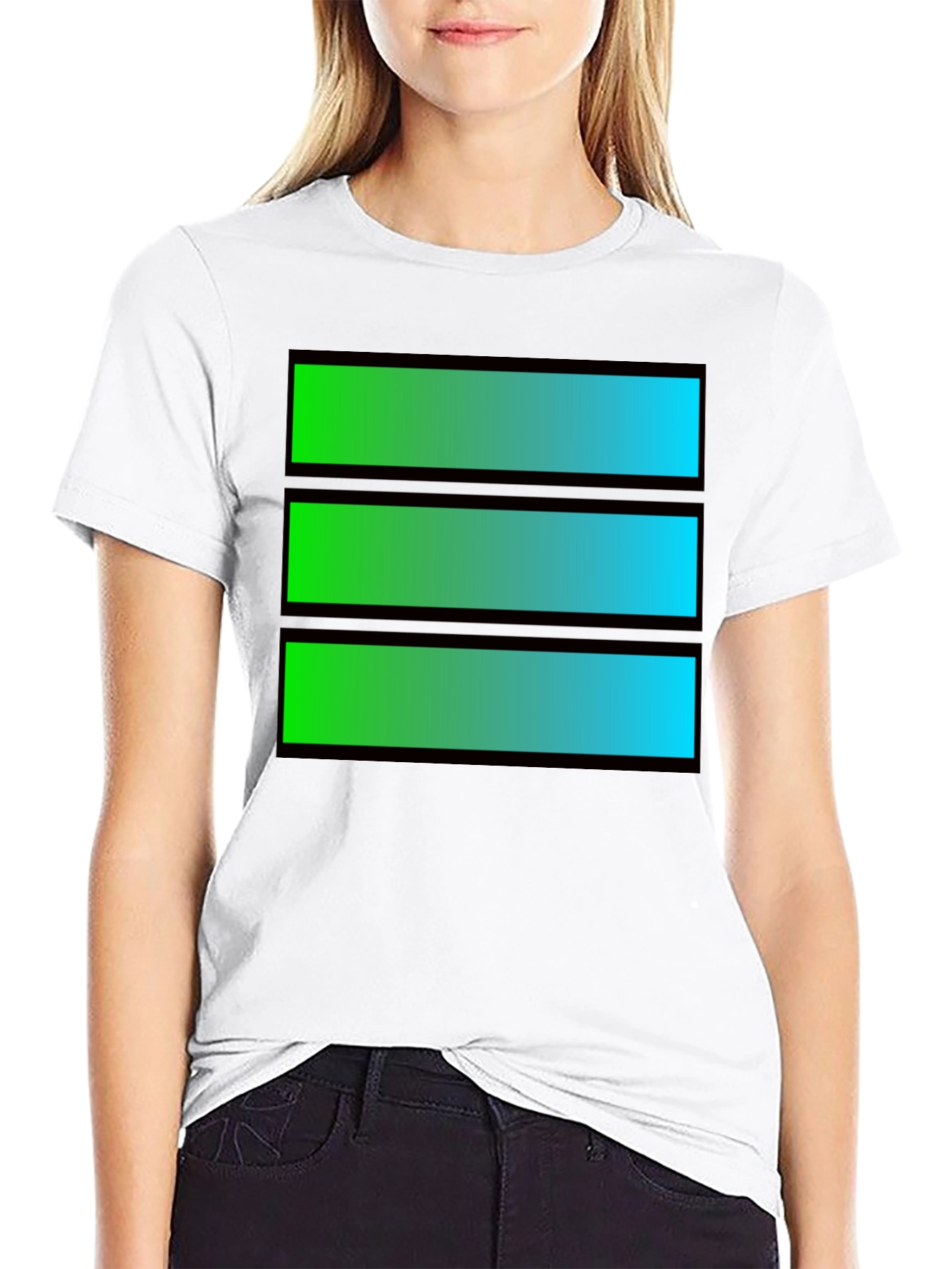 Gradient Bar Graphic Tee - Cool Casual Style