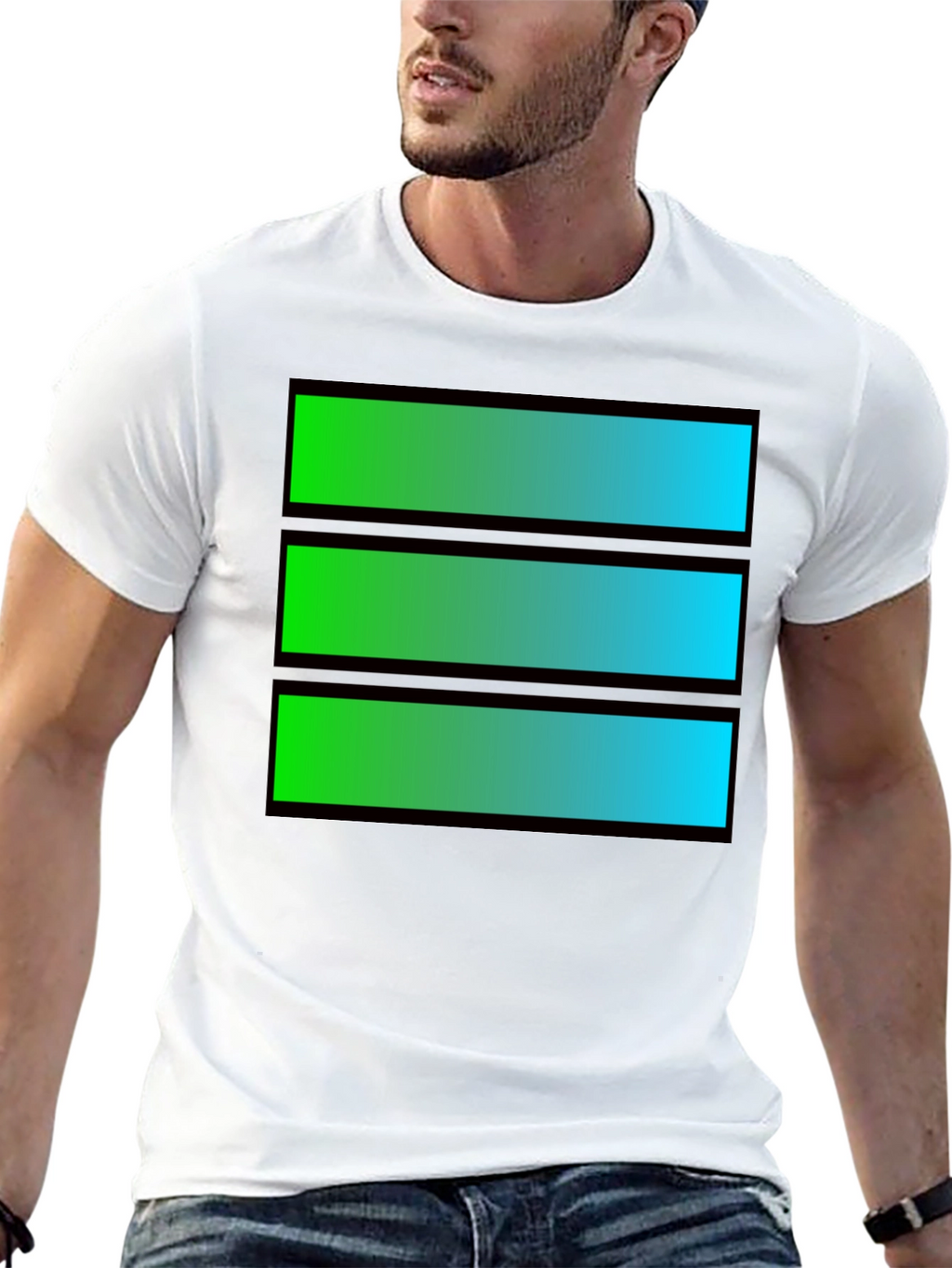 Gradient Bar Graphic Tee - Cool Casual Style