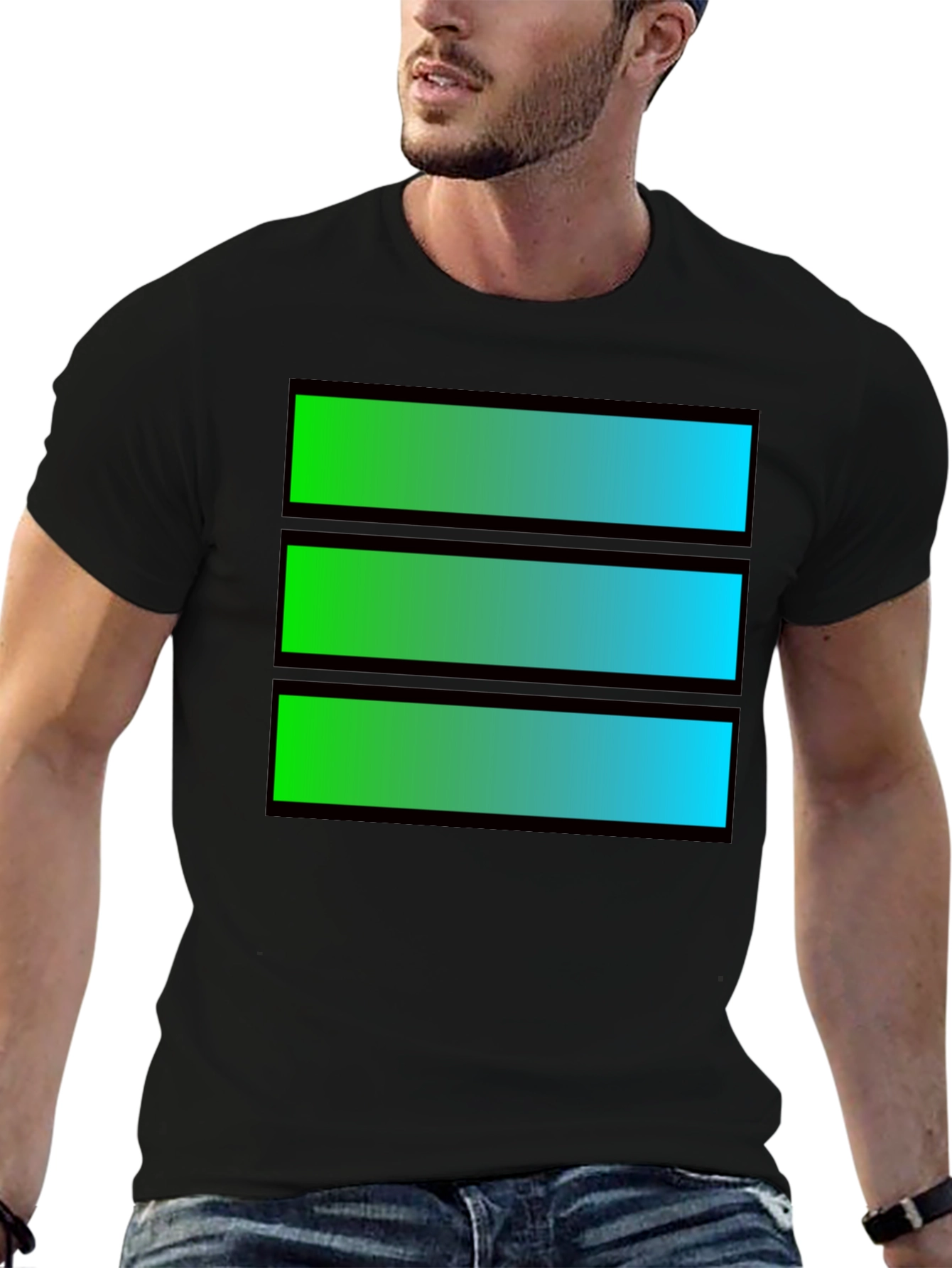 Gradient Bar Graphic Tee - Cool Casual Style