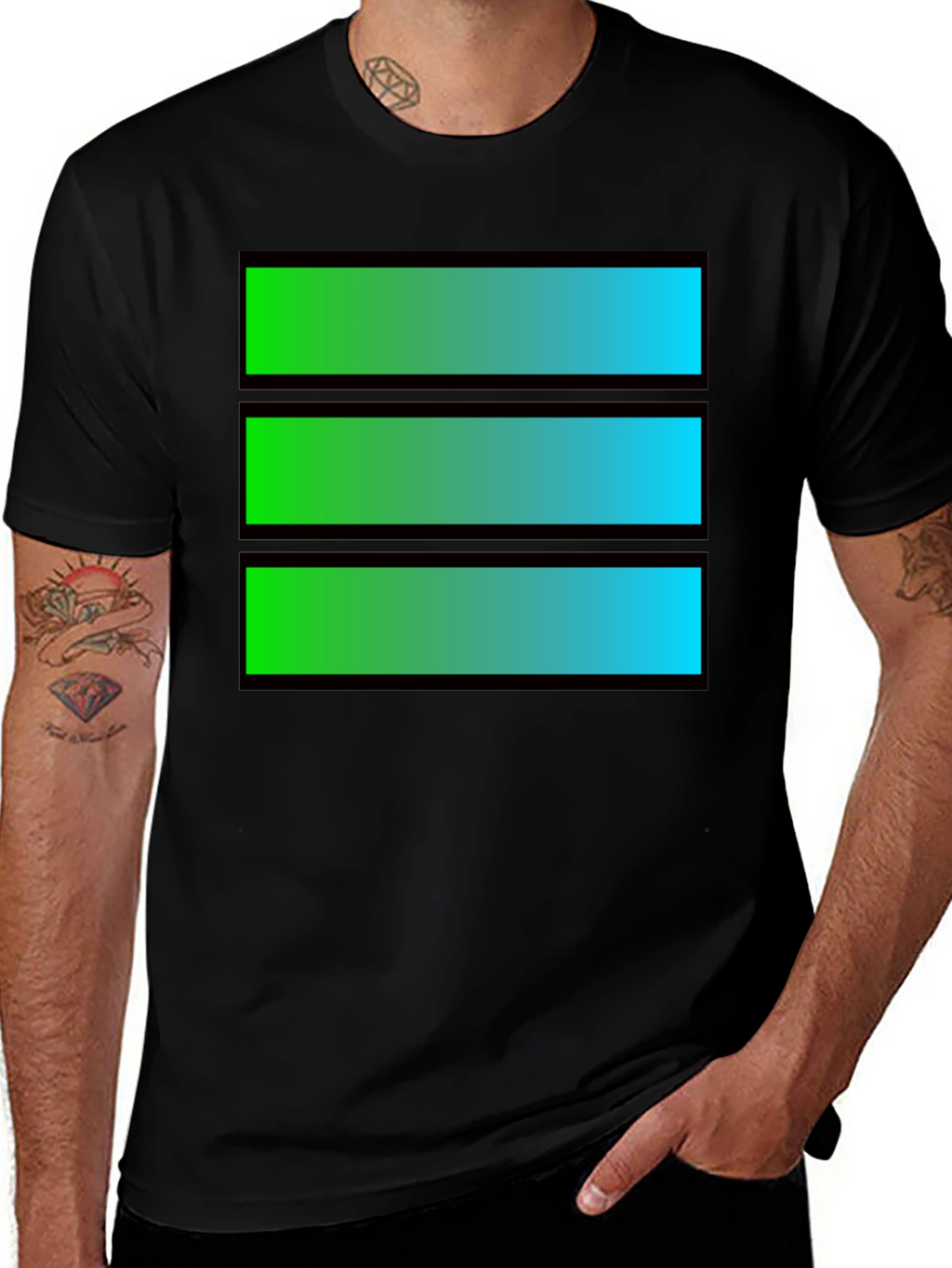 Gradient Bar Graphic Tee - Cool Casual Style