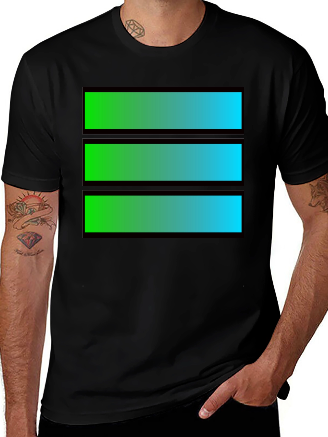 Gradient Bar Graphic Tee - Cool Casual Style