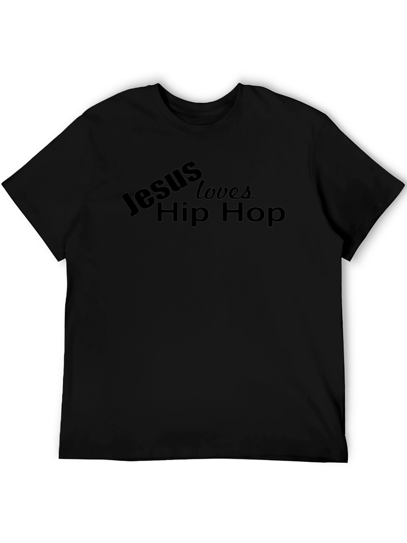 Jesus Loves Hip Hop Black Graphic T-Shirt