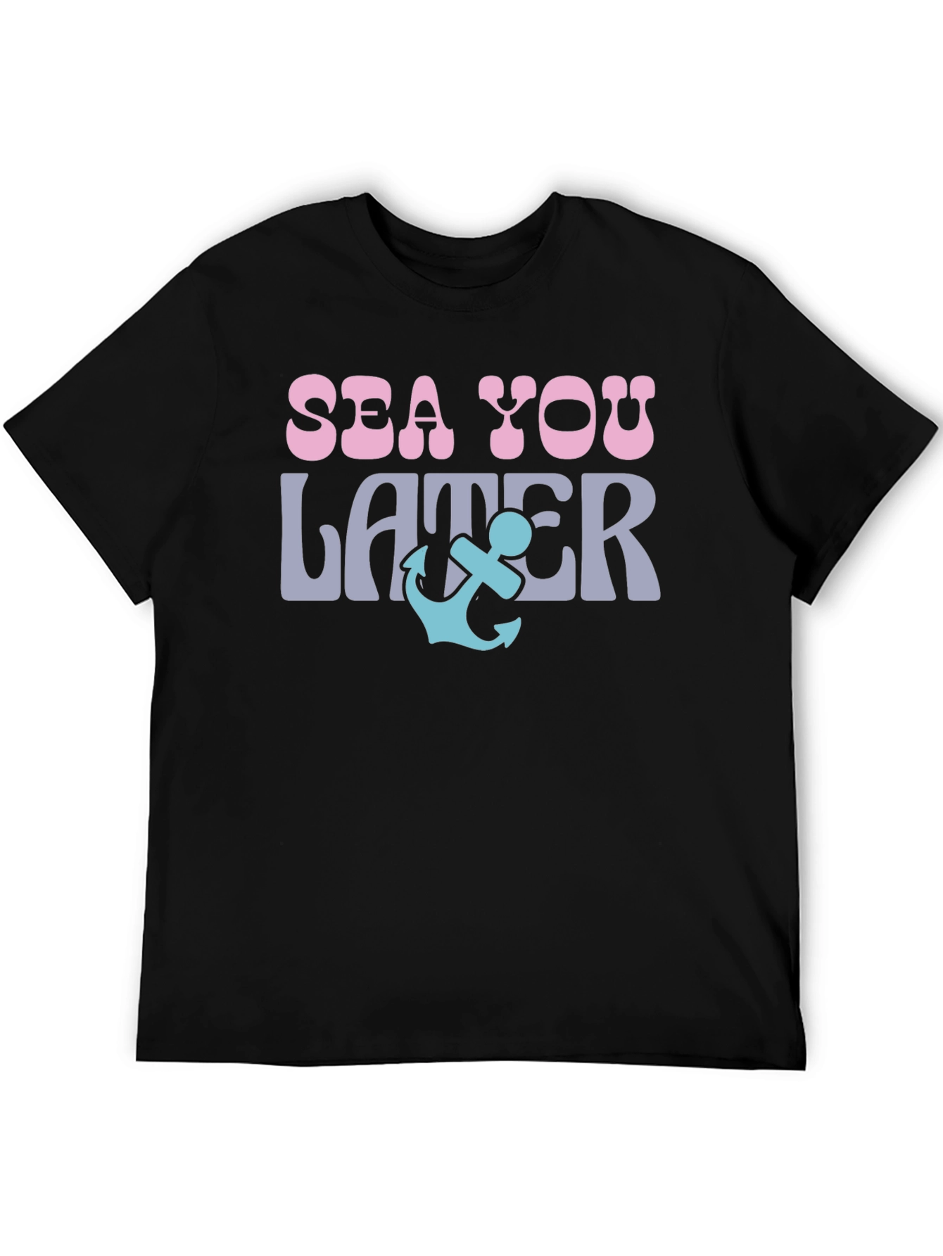 Sea You Later Anchor Graphic Tee - Black