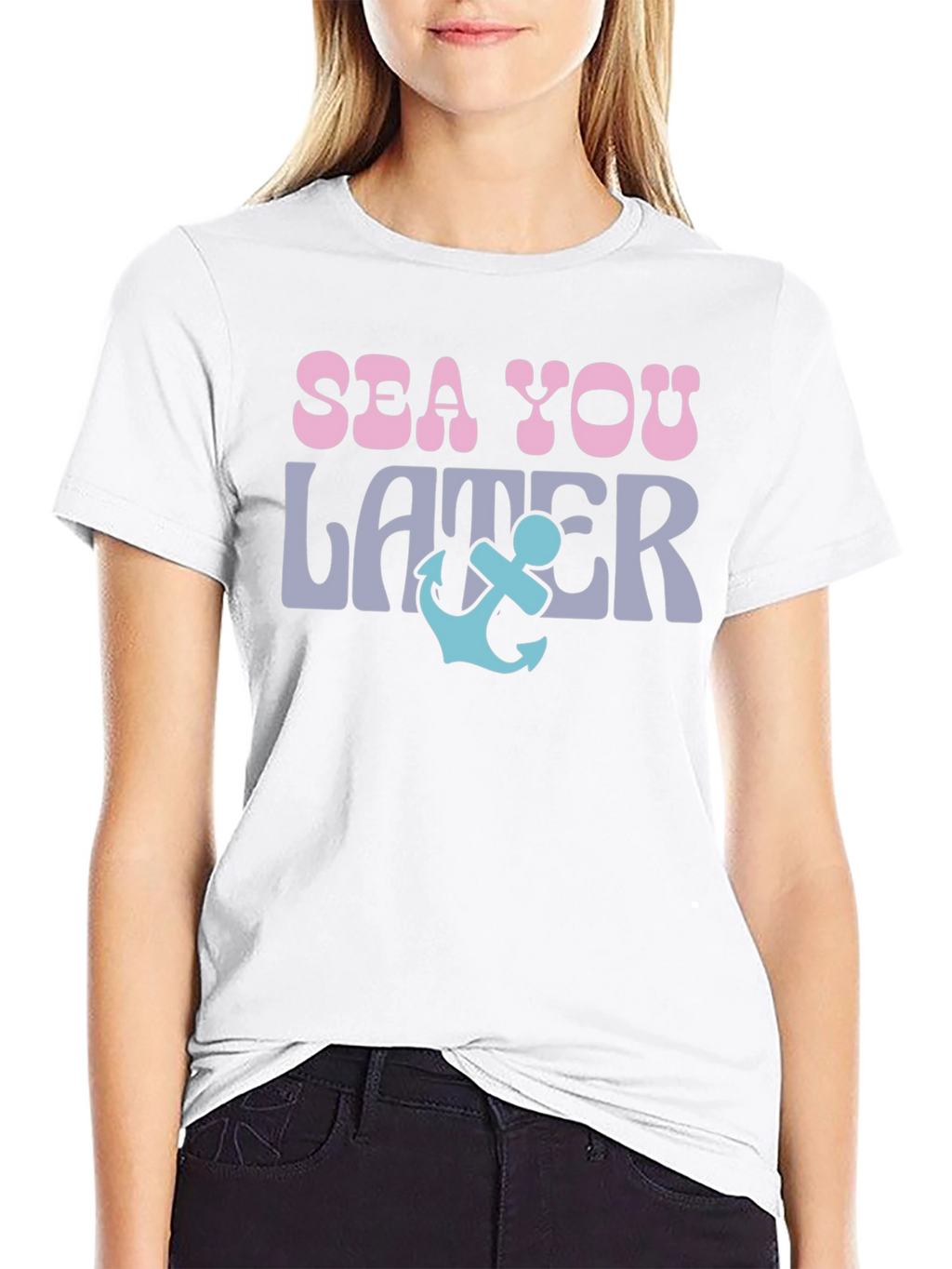 Sea You Later Anchor Graphic Tee - Black