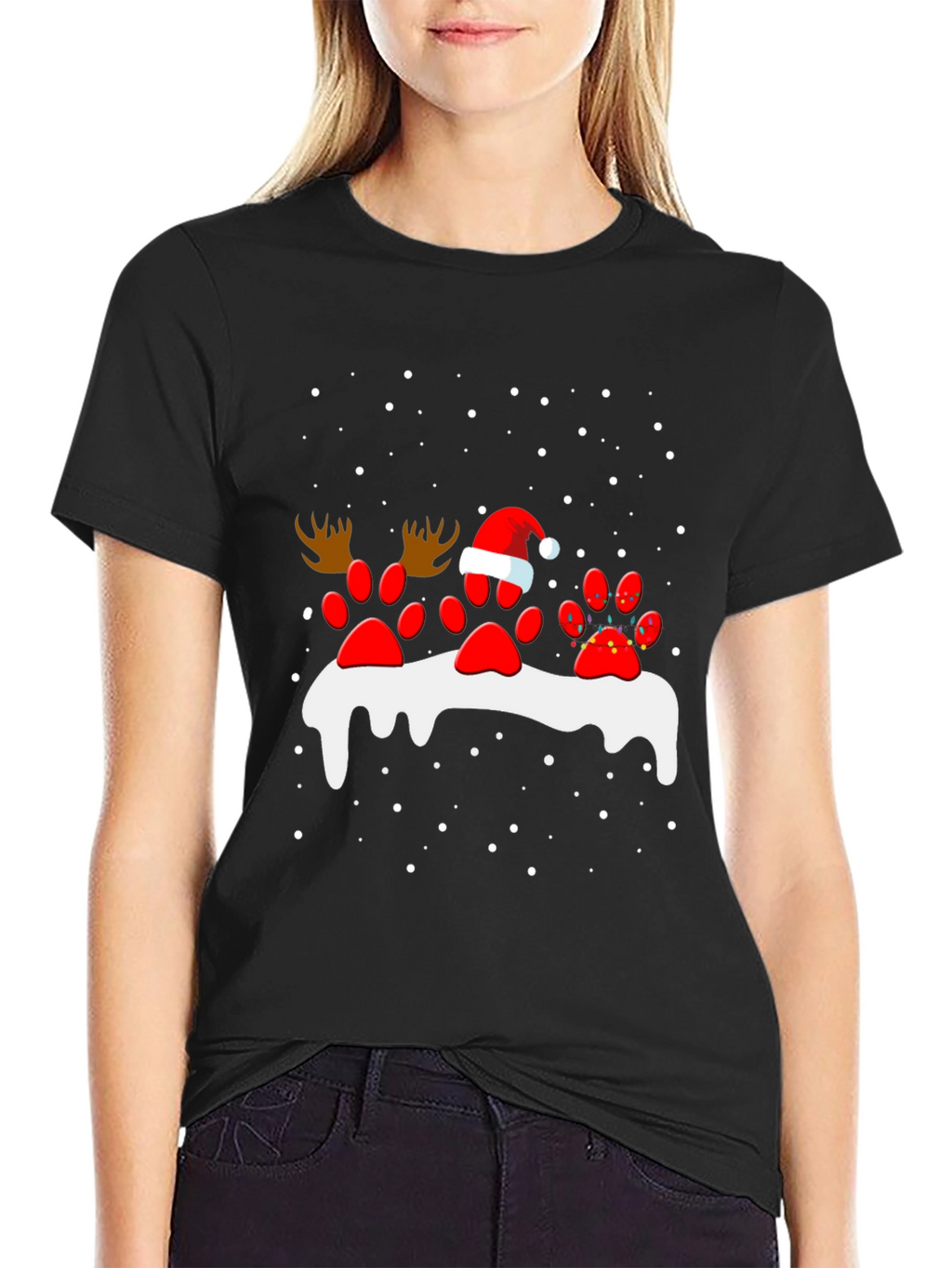 Festive Paw Print Christmas T-Shirt