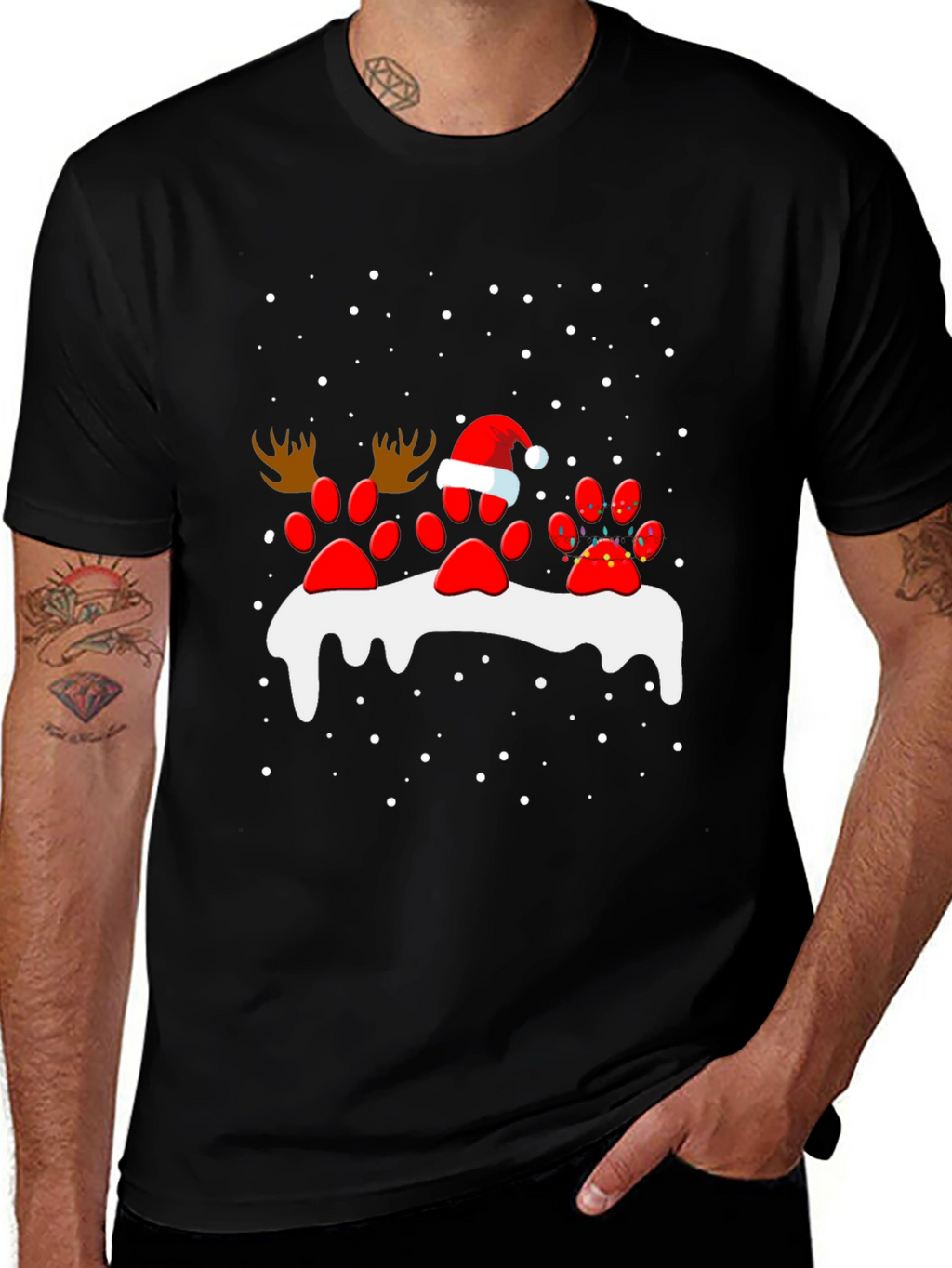 Festive Paw Print Christmas T-Shirt