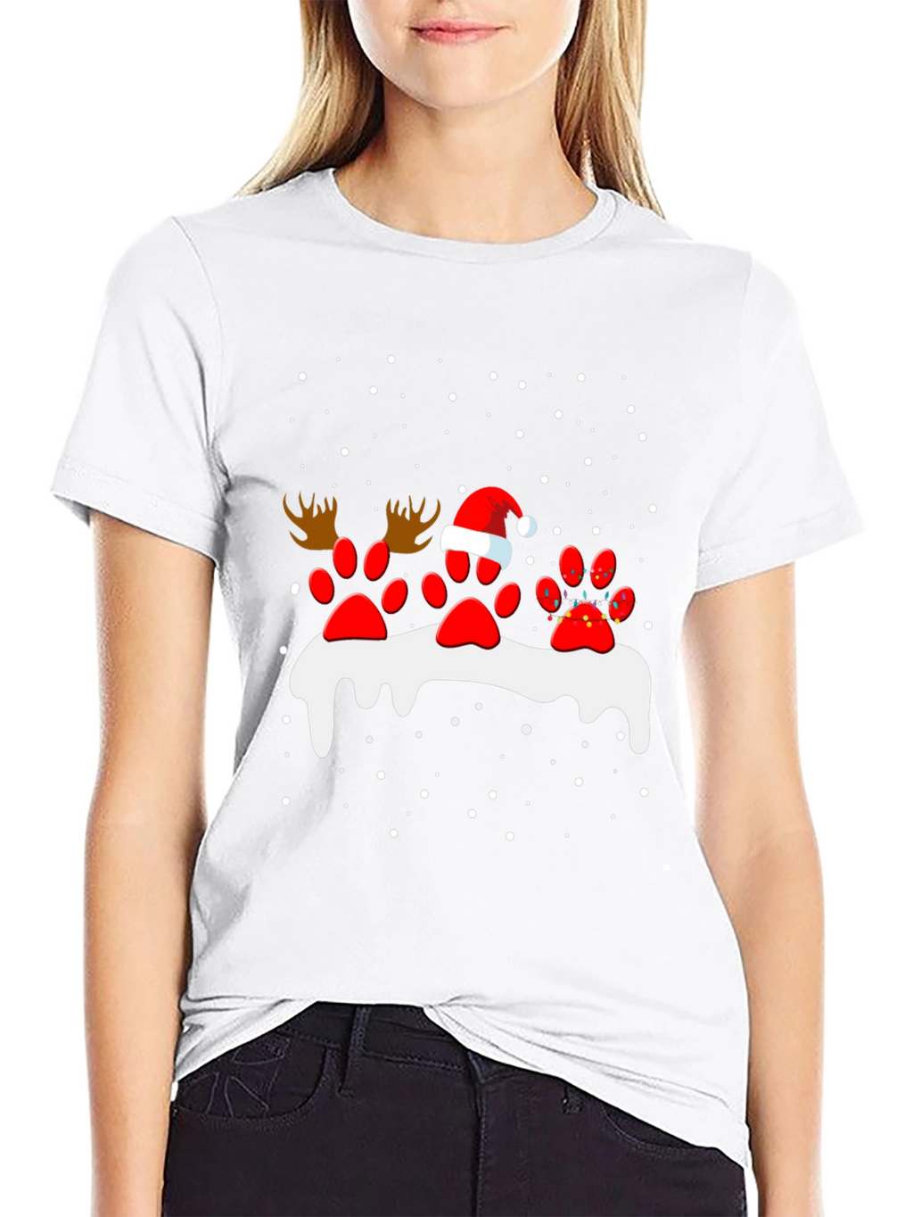 Festive Paw Print Christmas T-Shirt