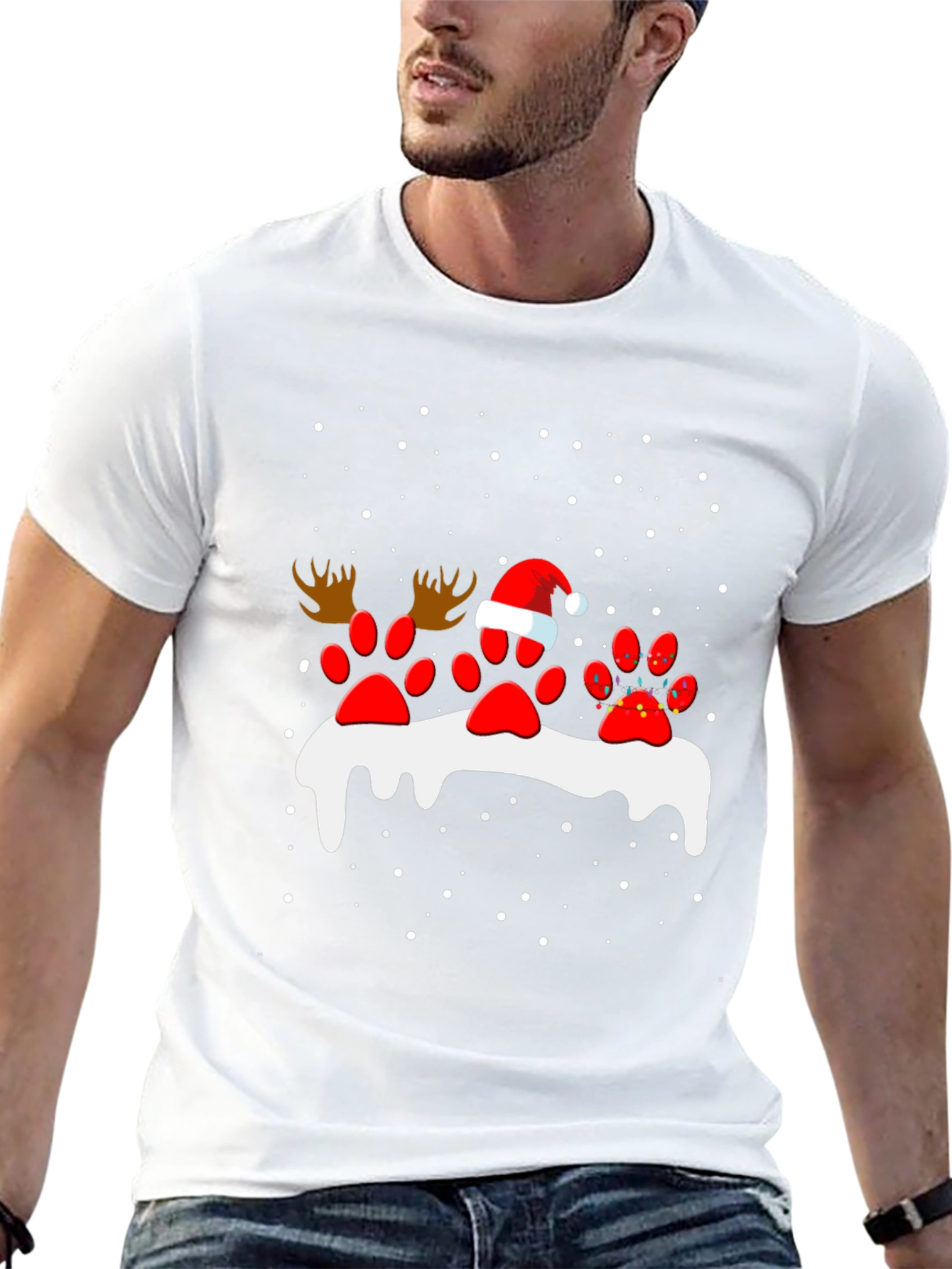 Festive Paw Print Christmas T-Shirt