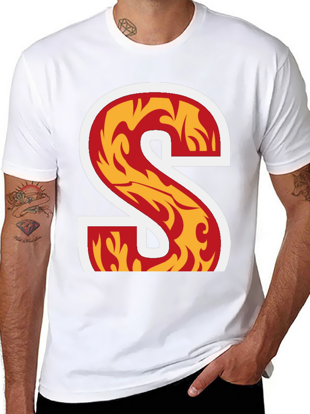 Fiery Letter S Graphic Tee - Bold Statement Shirt