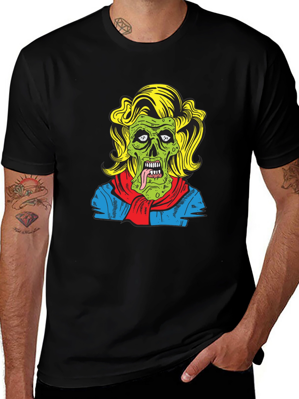 Zombie Woman Graphic Tee - Black Cotton T-Shirt