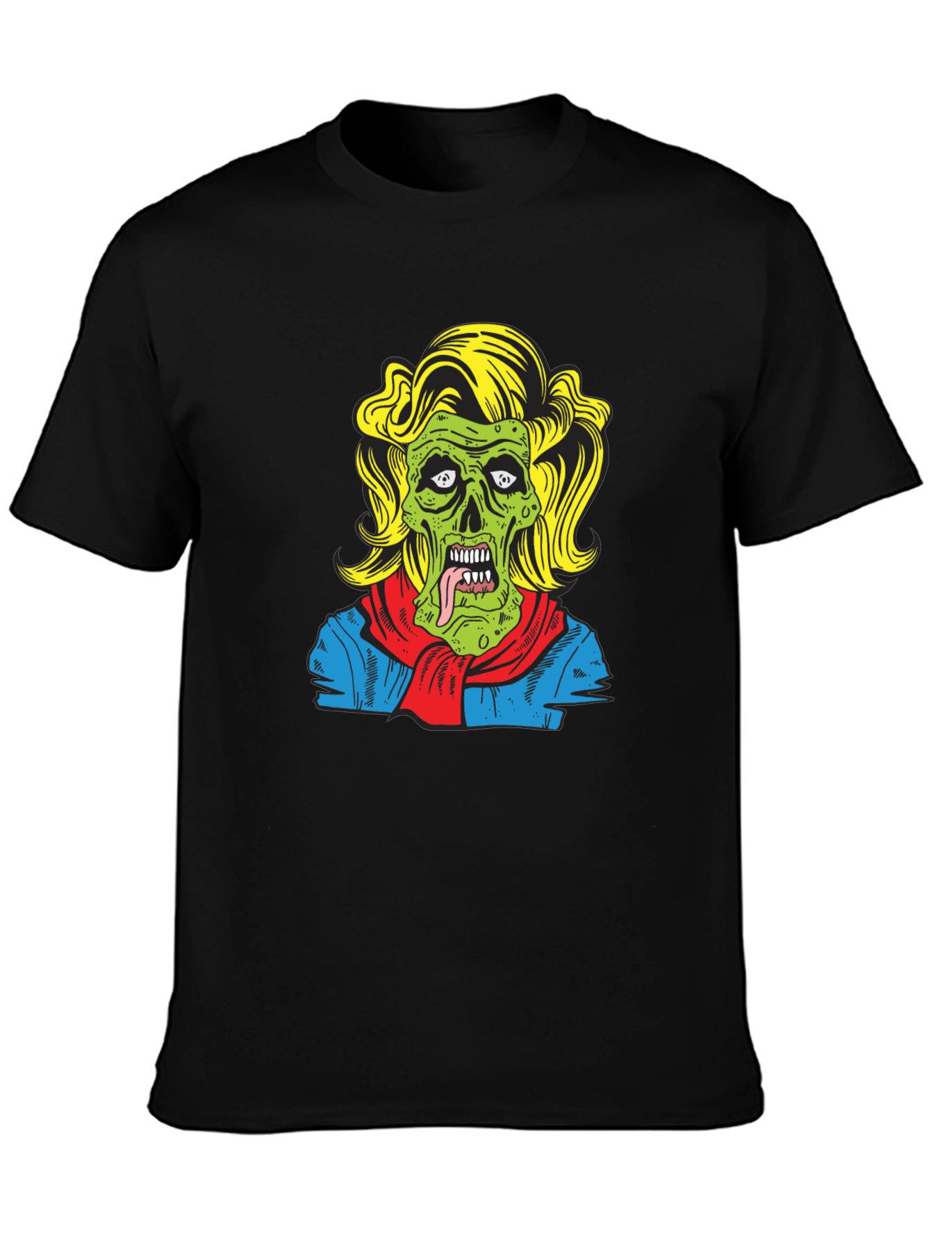 Zombie Woman Graphic Tee - Black Cotton T-Shirt