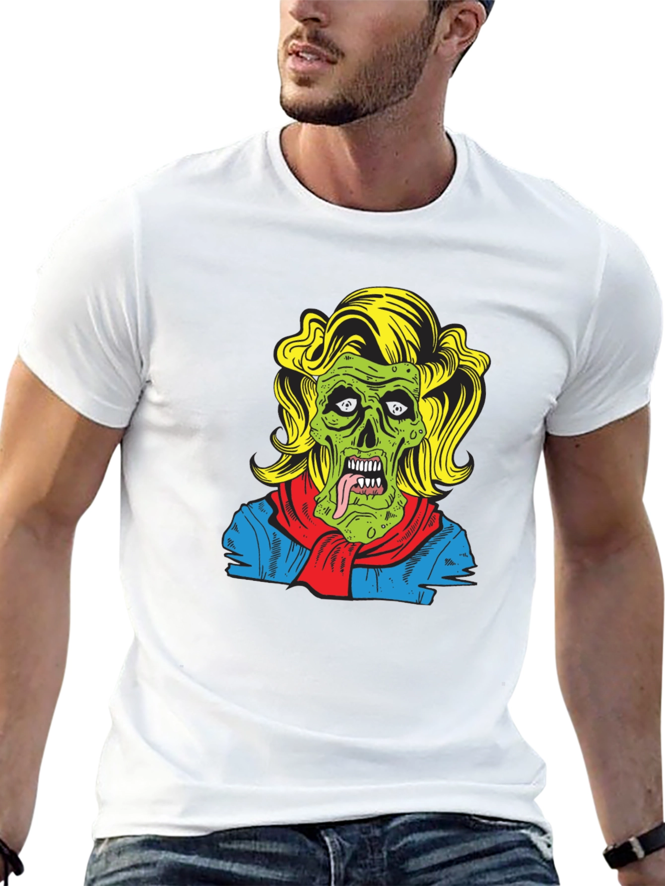 Zombie Woman Graphic Tee - Black Cotton T-Shirt