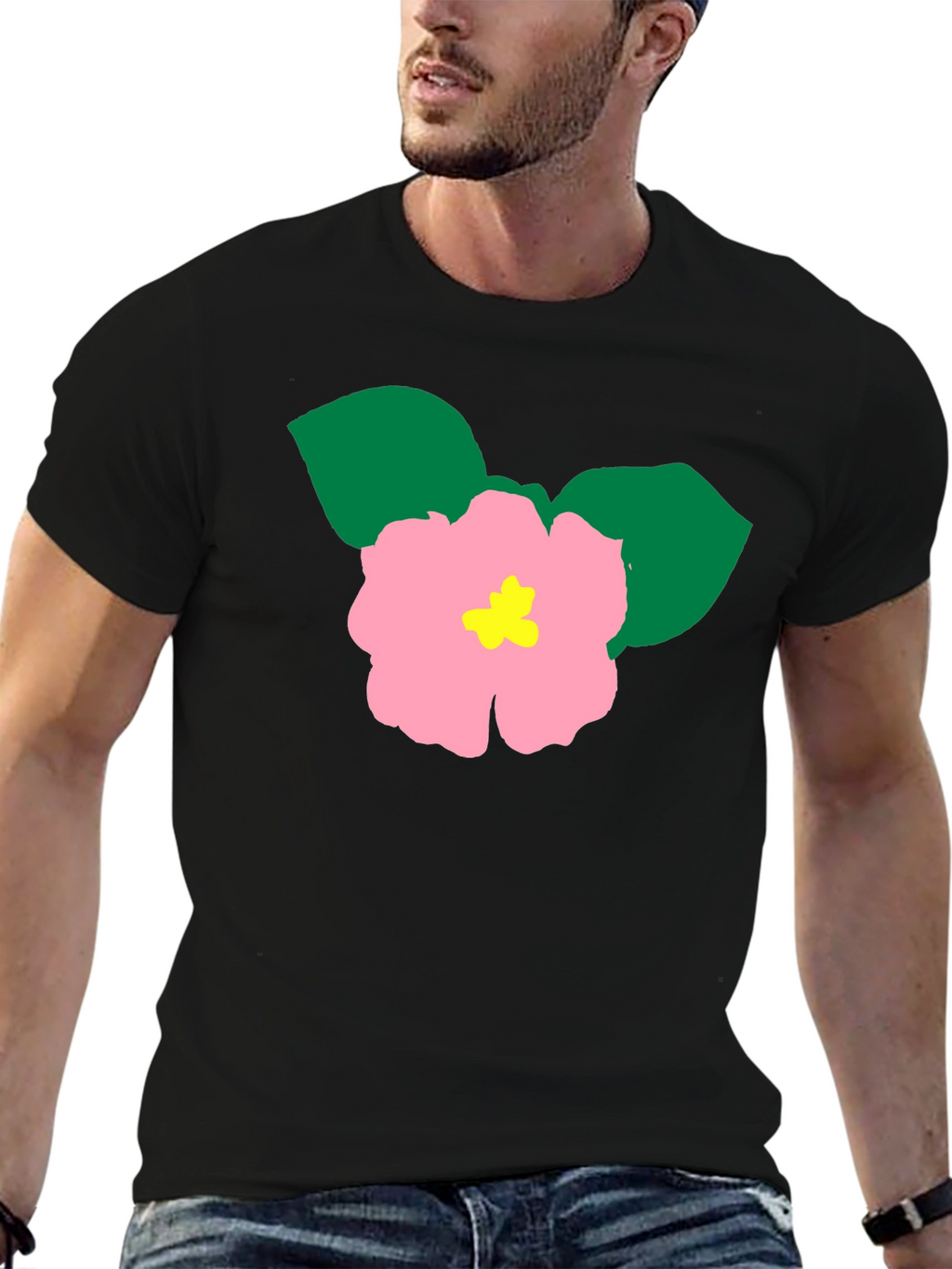 Floral Graphic Tee - Black Cotton Blend