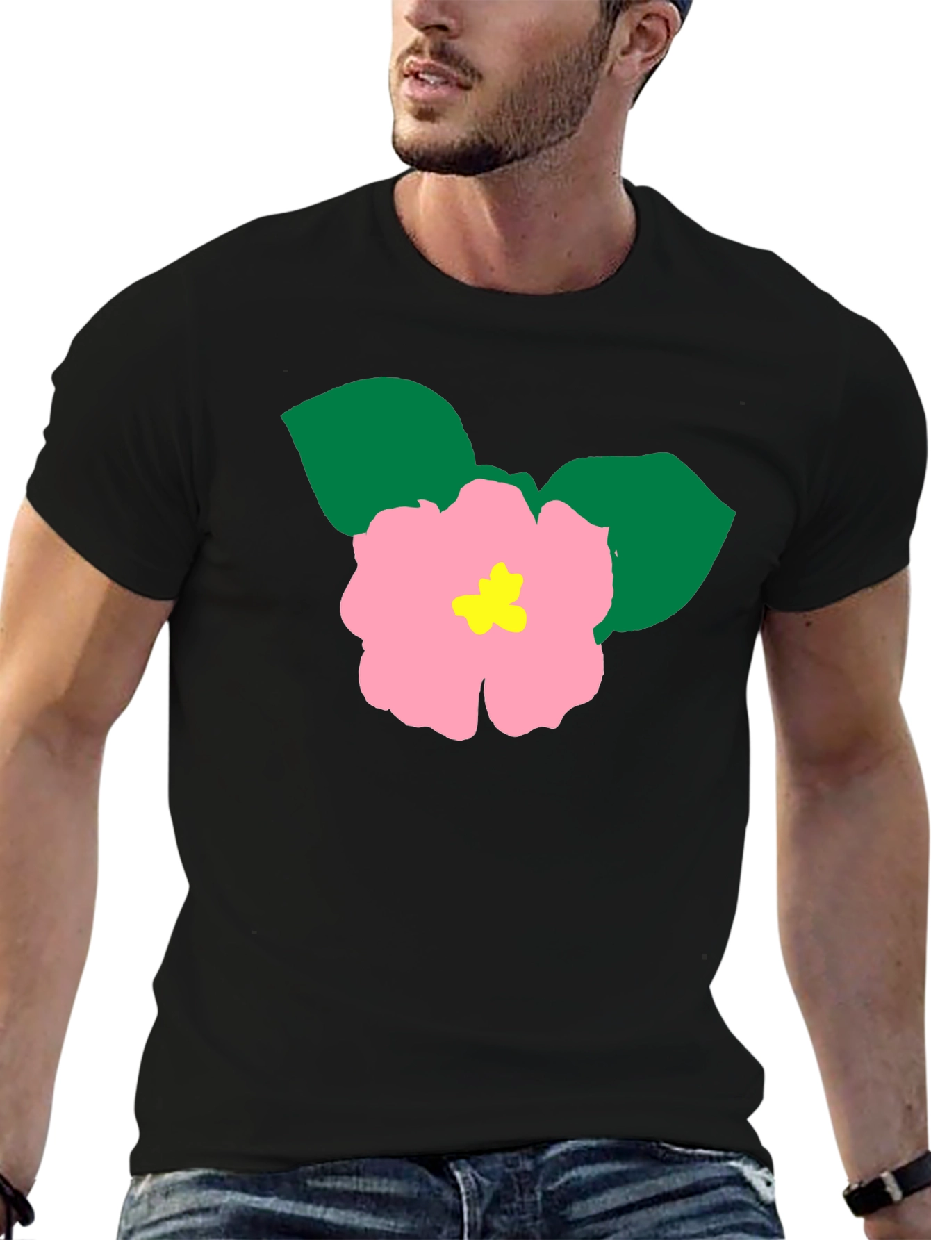 Floral Graphic Tee - Black Cotton Blend