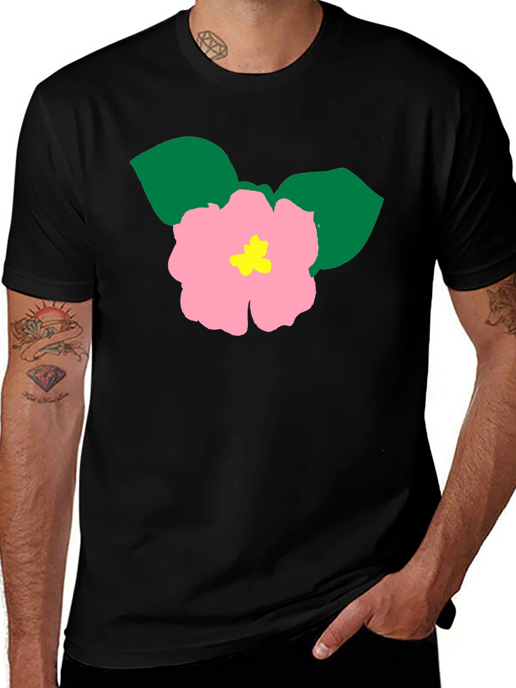 Floral Graphic Tee - Black Cotton Blend